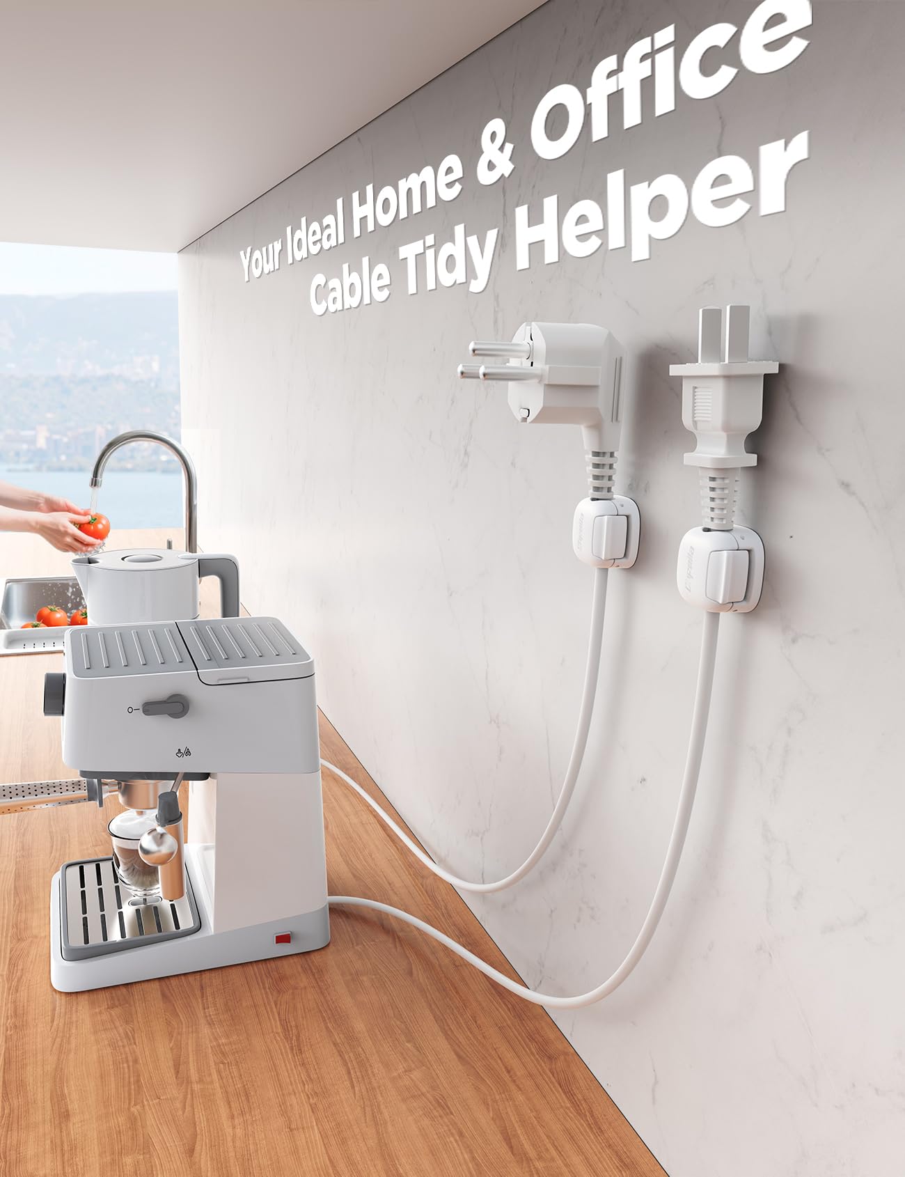 6Pack Cord Organizer, Chfeila Compact Dual Spring & Clasp Lock Cable Management Clips, Adhesive Phone Charger Keeper, Wire Holder for Nightstand/Wall/Car, Home Office Desk Accessories Decor Essentials - Martin Corner Bedding