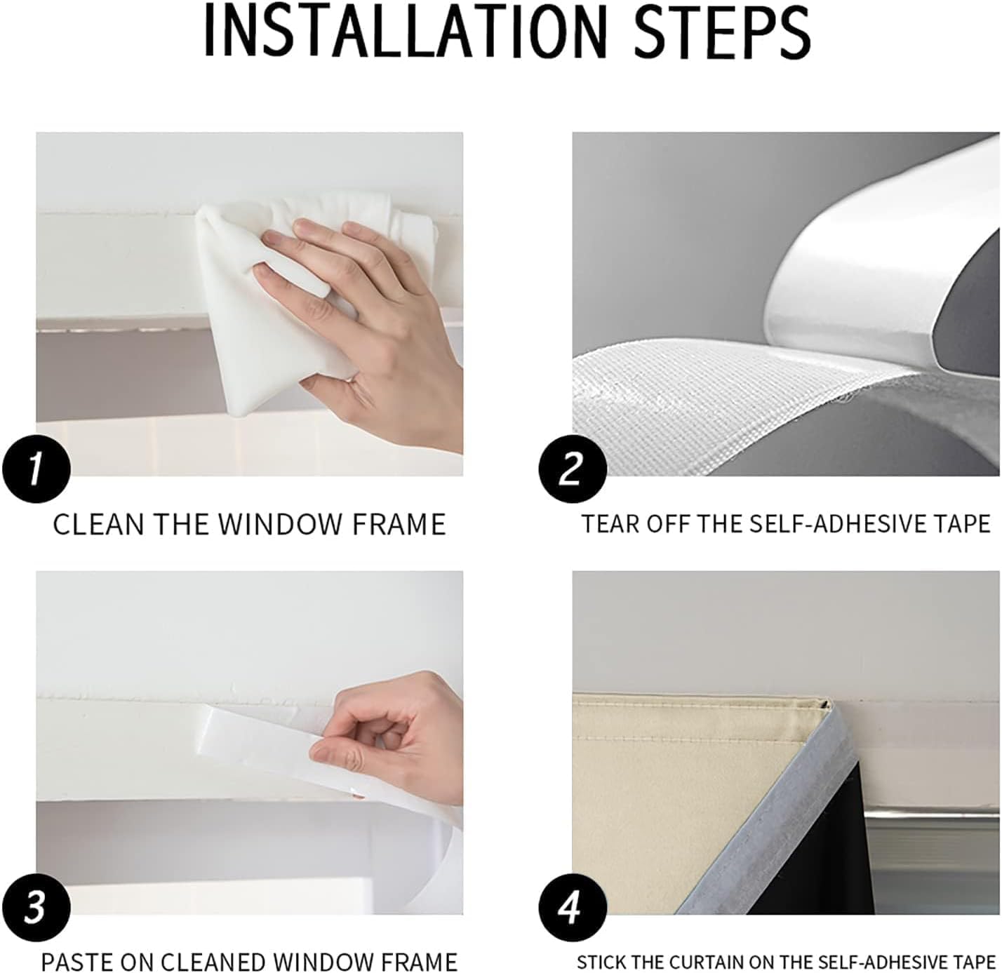 AJAZZ 100% Blackout Curtains for Bedroom Self Adhesive Curtains Temporary Curtain Easy to Install Used for Boho Curtains Window Curtain (Beige, 59" W x 84" L) 1 Panel - Martin Corner Bedding