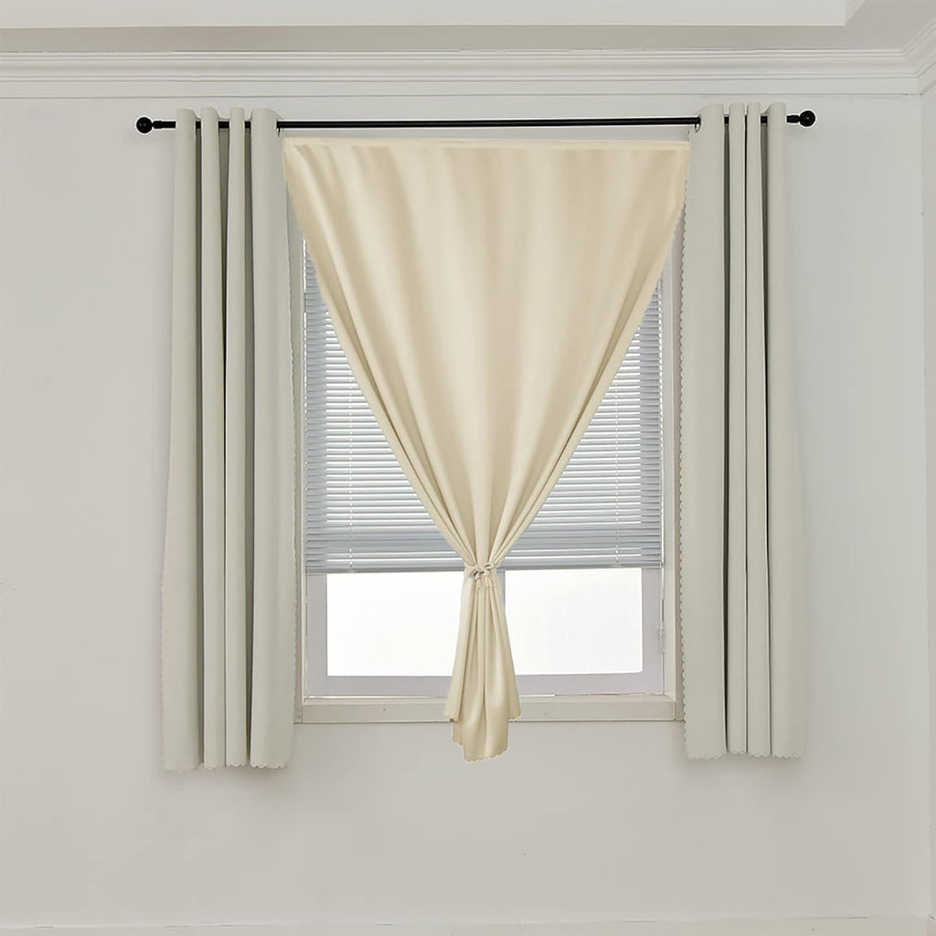 AJAZZ 100% Blackout Curtains for Bedroom Self Adhesive Curtains Temporary Curtain Easy to Install Used for Boho Curtains Window Curtain (Beige, 59" W x 84" L) 1 Panel - Martin Corner Bedding