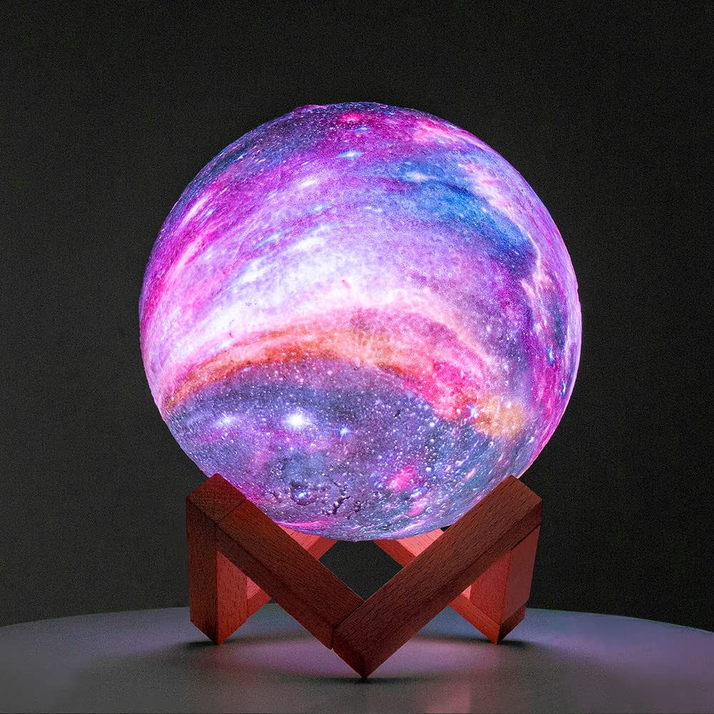BRIGHTWORLD Moon Lamp Galaxy Lamp 5.9 inch 16 Colors LED 3D Moon Light, Remote & Touch Control Moon Night Light Christmas Gifts for Girls Boys Kids Women Birthday（Wooden Base） - Martin Corner Bedding