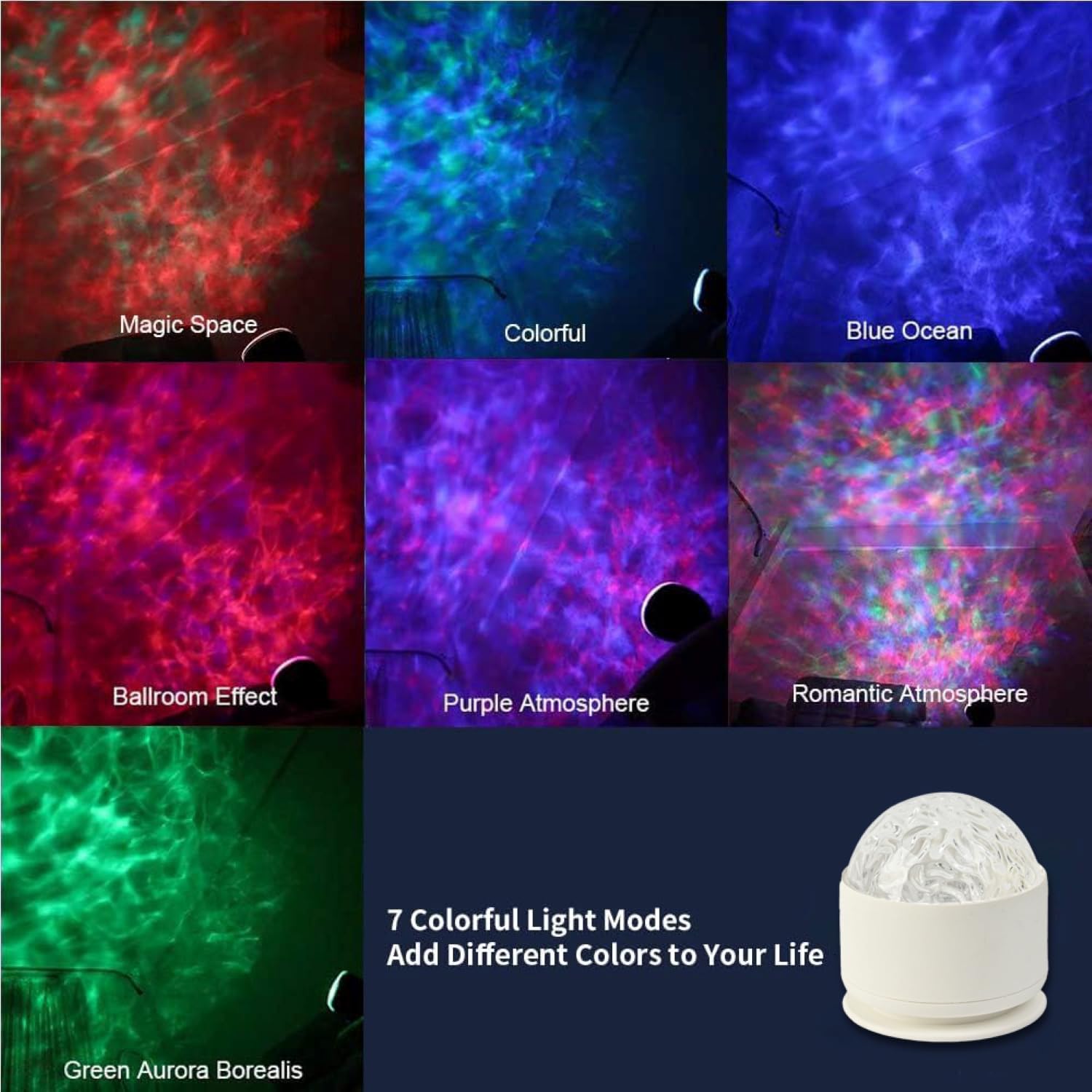 Calming Sensory Lights, Sensory Toys for Kids with Autism, Ocean Light Projector with 7 Color Patterns, Light Projects Water Ripple Effects onto Walls and Ceilings, Autism Toy, for Children and Adults - Martin Corner Bedding