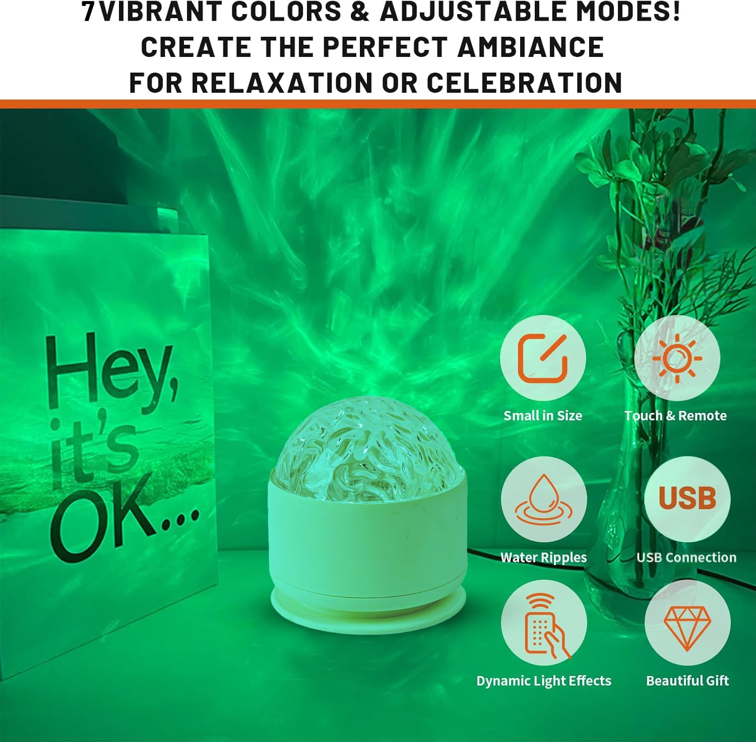 Calming Sensory Lights, Sensory Toys for Kids with Autism, Ocean Light Projector with 7 Color Patterns, Light Projects Water Ripple Effects onto Walls and Ceilings, Autism Toy, for Children and Adults - Martin Corner Bedding