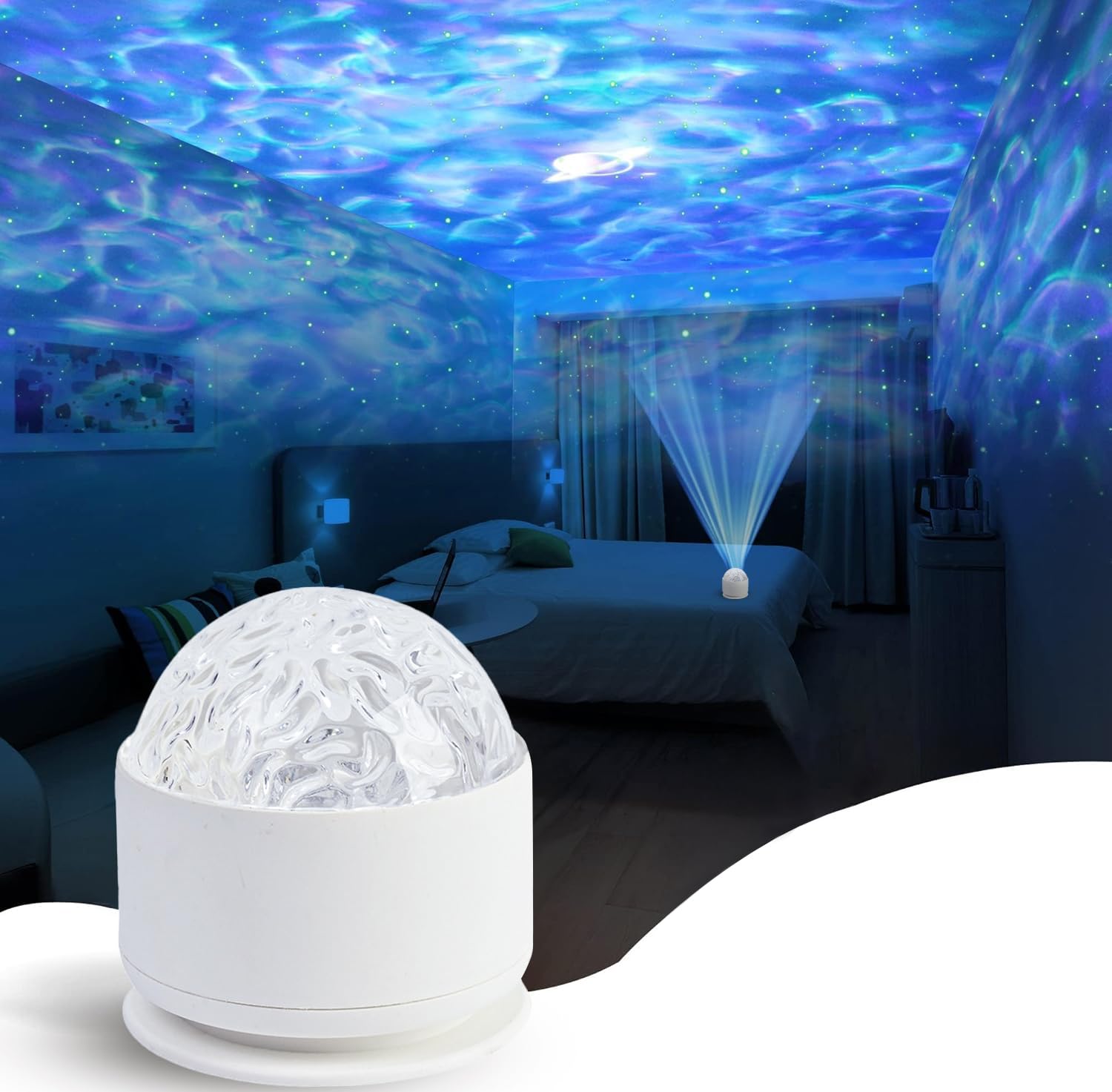 Calming Sensory Lights, Sensory Toys for Kids with Autism, Ocean Light Projector with 7 Color Patterns, Light Projects Water Ripple Effects onto Walls and Ceilings, Autism Toy, for Children and Adults - Martin Corner Bedding