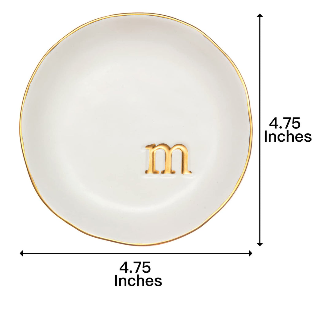 COLLECTIVE HOME - Ceramic Jewelry Tray, Decorative Trinket Dish for Rings Earrings Necklaces Bracelet Watch Keys, Birthday Mother's Day Christmas Gift for Women, 4.75", White Surface (M) - Martin Corner Bedding