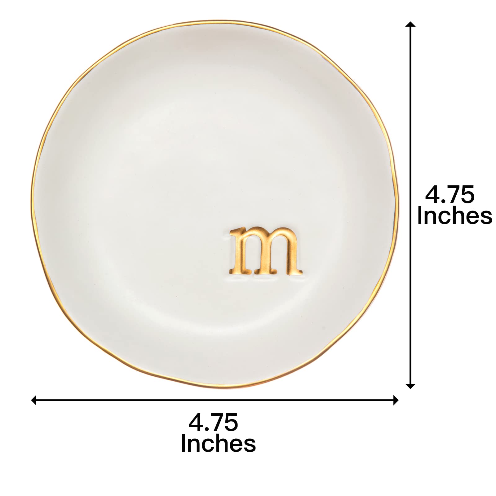 COLLECTIVE HOME - Ceramic Jewelry Tray, Decorative Trinket Dish for Rings Earrings Necklaces Bracelet Watch Keys, Birthday Mother's Day Christmas Gift for Women, 4.75", White Surface (M) - Martin Corner Bedding