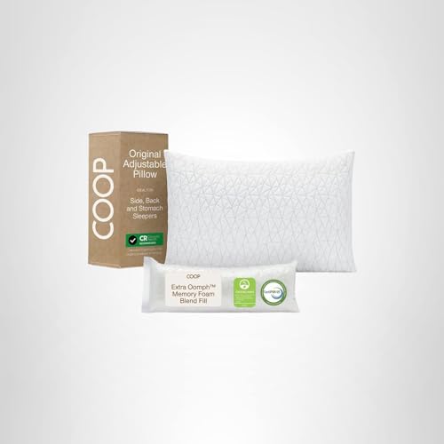 Coop Home Goods Original Adjustable Pillow, Queen Size Bed Pillows for Sleeping, Cross Cut Memory Foam Pillows - Medium Firm Back, Stomach and Side Sleeper Pillow, CertiPUR - US/GREENGUARD Gold - Martin Corner Bedding