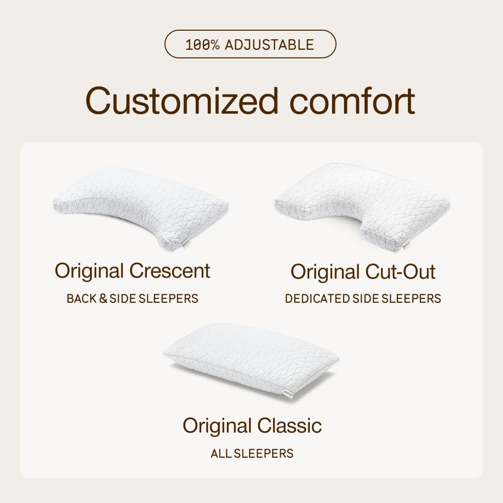 Coop Home Goods Original Adjustable Pillow, Queen Size Bed Pillows for Sleeping, Cross Cut Memory Foam Pillows - Medium Firm Back, Stomach and Side Sleeper Pillow, CertiPUR - US/GREENGUARD Gold - Martin Corner Bedding