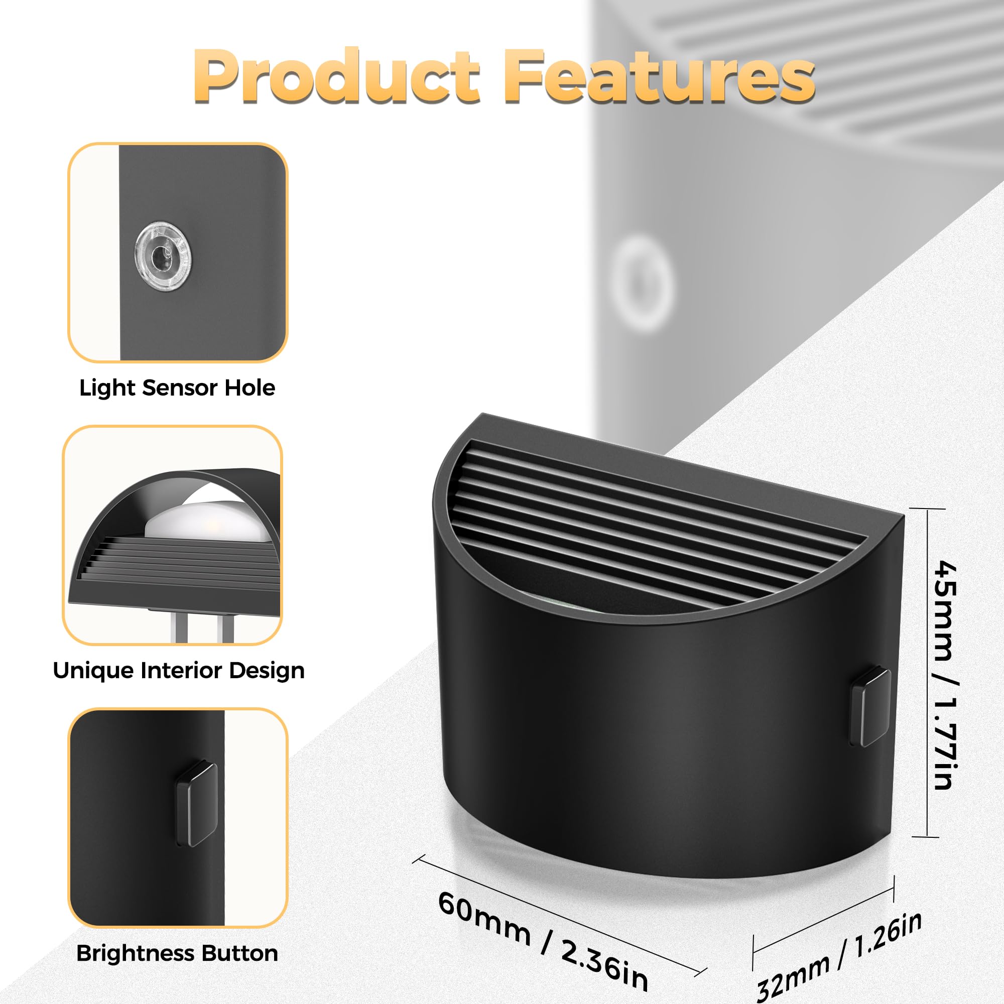 DORESshop LED Night Light[2 Pack], Night Lights Plug into Wall, 3 Level Brightness Adjustable Plug in Night Light, Dusk to Dawn Sensor, Nightlights for Adults, Bedroom, Bathroom, Hallway, 3000K - Martin Corner Bedding