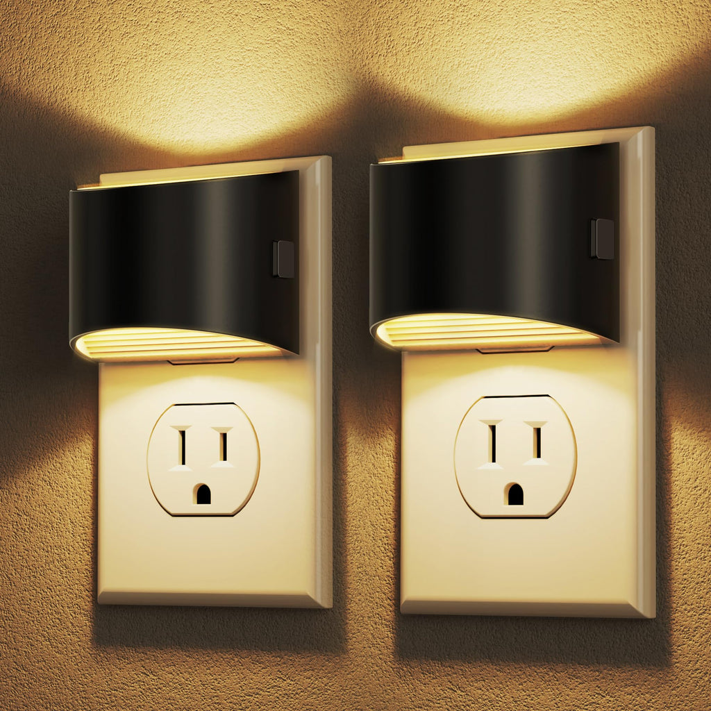 DORESshop LED Night Light[2 Pack], Night Lights Plug into Wall, 3 Level Brightness Adjustable Plug in Night Light, Dusk to Dawn Sensor, Nightlights for Adults, Bedroom, Bathroom, Hallway, 3000K - Martin Corner Bedding