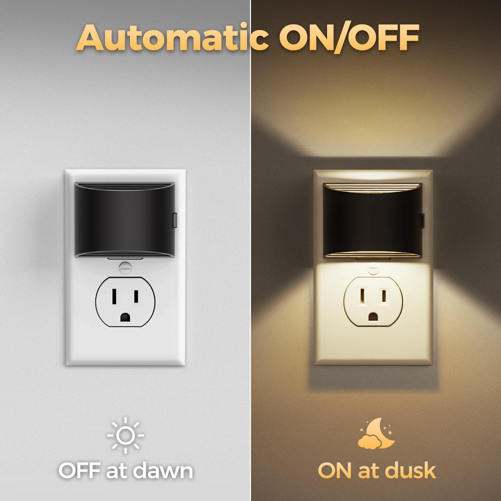 DORESshop LED Night Light[2 Pack], Night Lights Plug into Wall, 3 Level Brightness Adjustable Plug in Night Light, Dusk to Dawn Sensor, Nightlights for Adults, Bedroom, Bathroom, Hallway, 3000K - Martin Corner Bedding