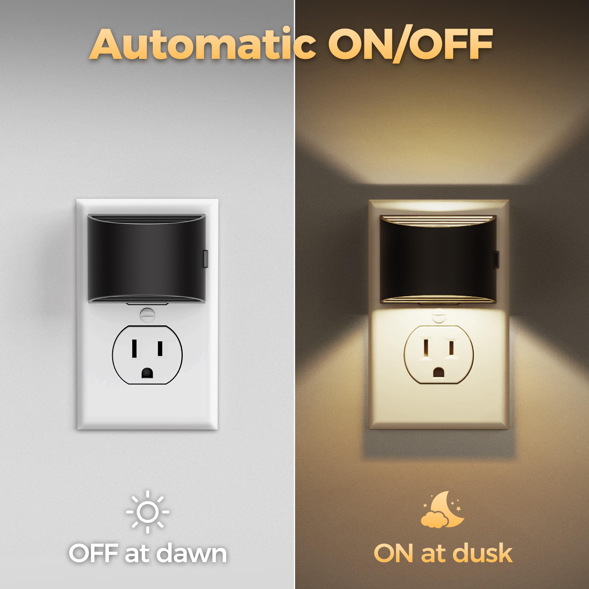 DORESshop LED Night Light[2 Pack], Night Lights Plug into Wall, 3 Level Brightness Adjustable Plug in Night Light, Dusk to Dawn Sensor, Nightlights for Adults, Bedroom, Bathroom, Hallway, 3000K - Martin Corner Bedding
