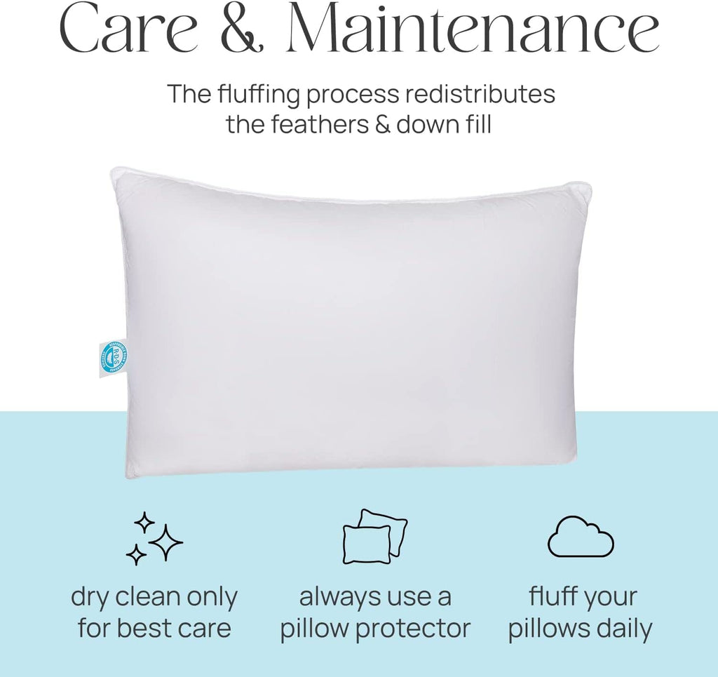 East Coast Bedding Cozy Dream Goose Feather and Down Pillows - RDS Certified, 100% Cotton Cover, Hotel Collection, Bed Sleeping, Medium Support, Standard 2 Pack - Martin Corner Bedding