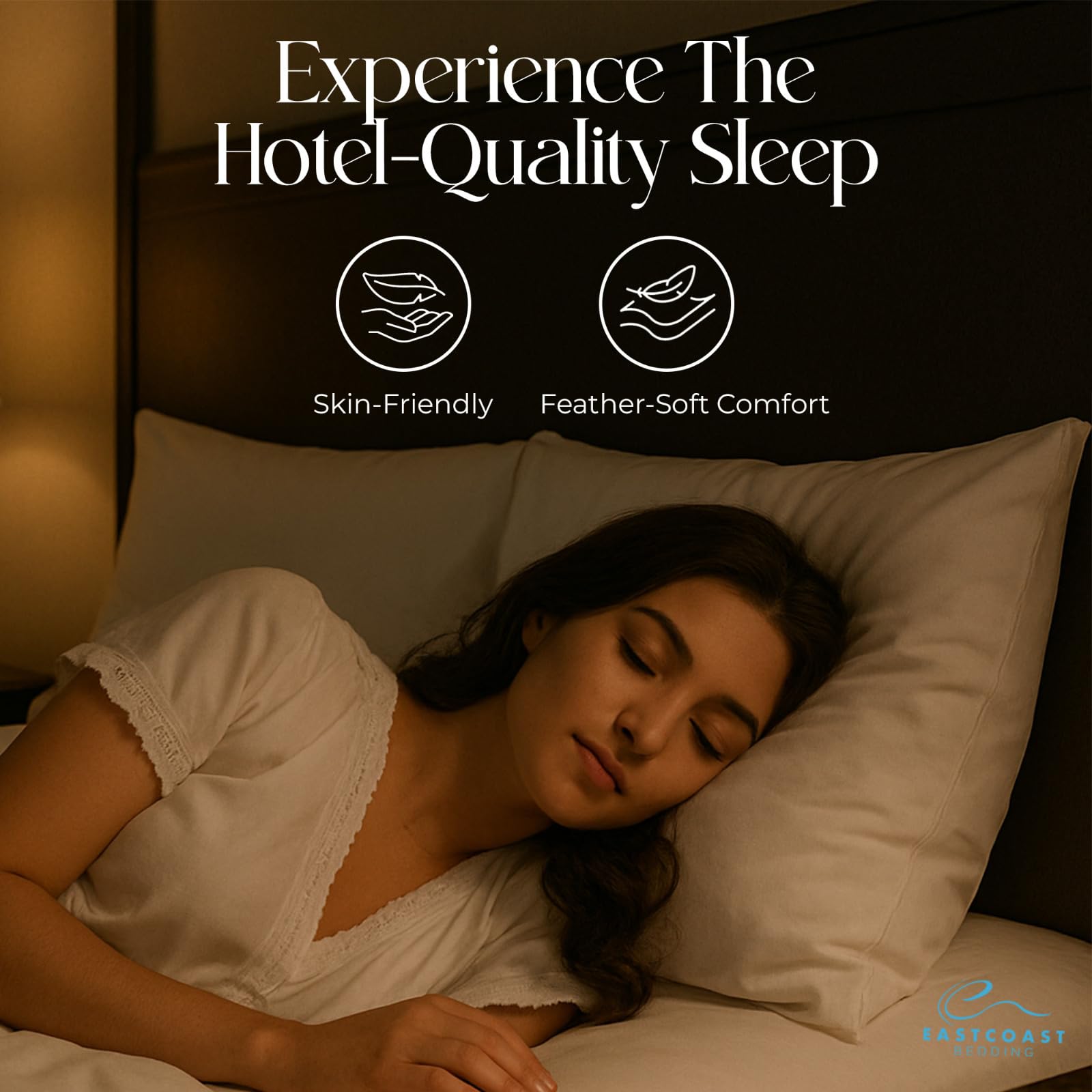 East Coast Bedding Cozy Dream Goose Feather and Down Pillows - RDS Certified, 100% Cotton Cover, Hotel Collection, Bed Sleeping, Medium Support, Standard 2 Pack - Martin Corner Bedding