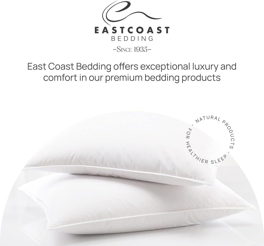 East Coast Bedding Cozy Dream Goose Feather and Down Pillows - RDS Certified, 100% Cotton Cover, Hotel Collection, Bed Sleeping, Medium Support, Standard 2 Pack - Martin Corner Bedding