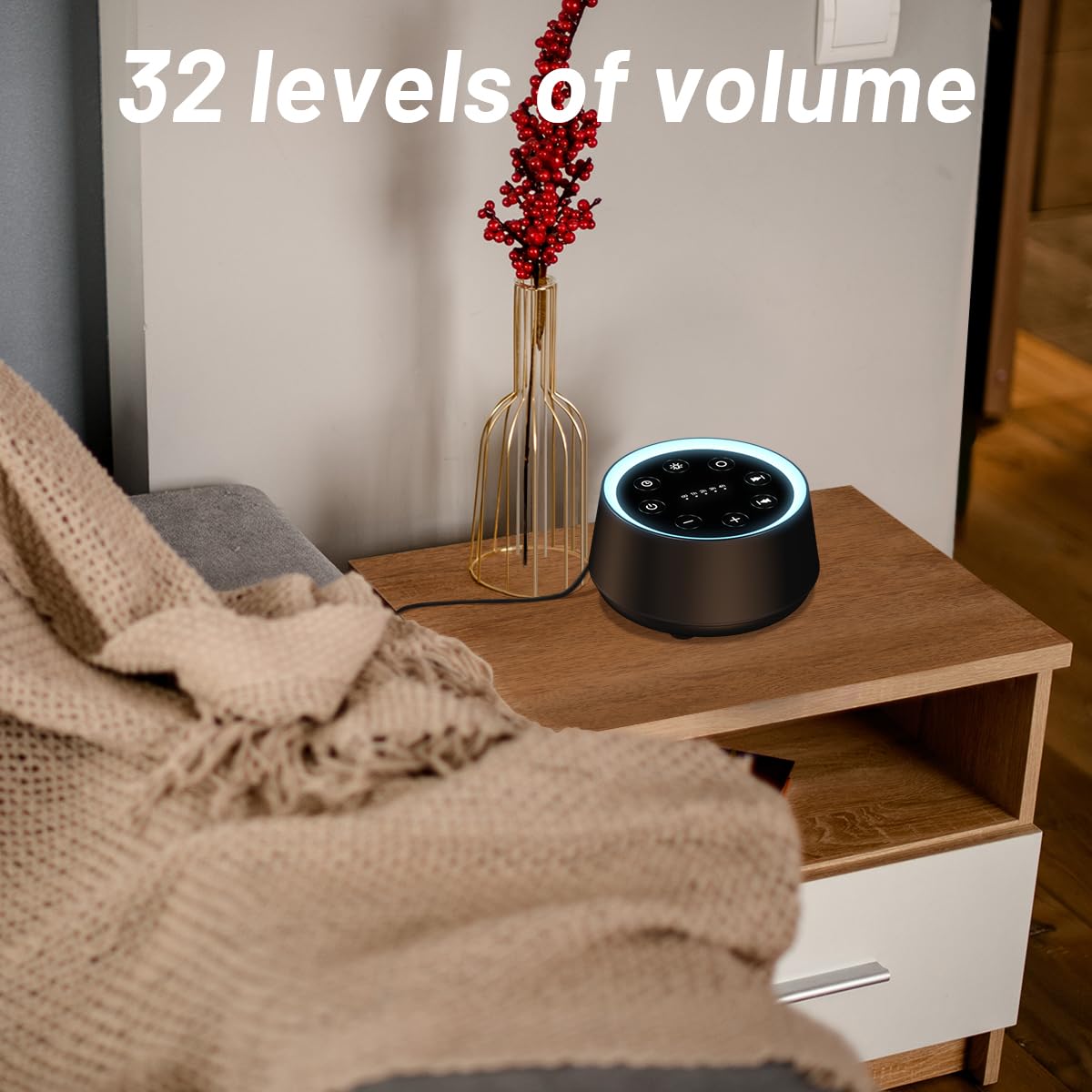 EasyHome Sleep Sound Machine White Noise Machines with 30 Soothing Sounds 12 Adjustable Night Light 10 Adjustment Brightness 32 Levels of Volume 5 Timers and Memory Function Home Travel Office - Martin Corner Bedding