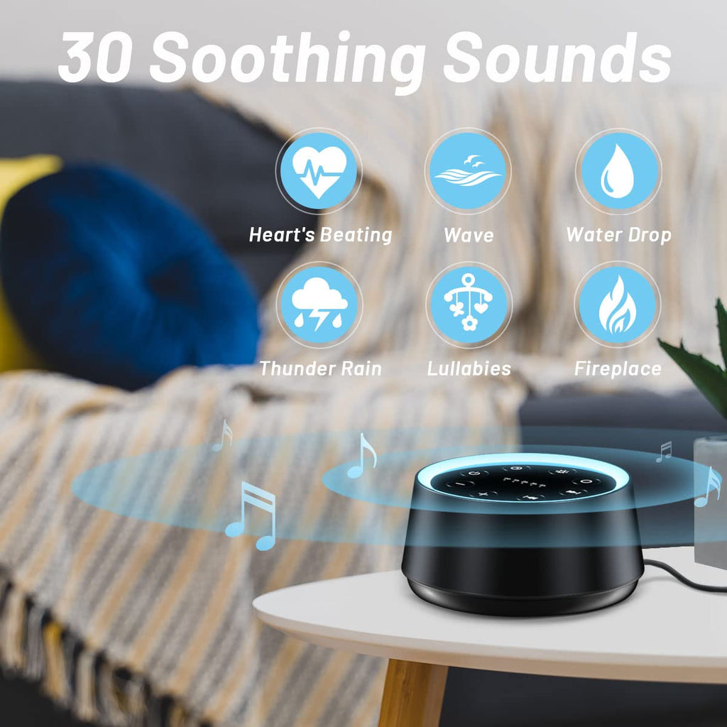 EasyHome Sleep Sound Machine White Noise Machines with 30 Soothing Sounds 12 Adjustable Night Light 10 Adjustment Brightness 32 Levels of Volume 5 Timers and Memory Function Home Travel Office - Martin Corner Bedding