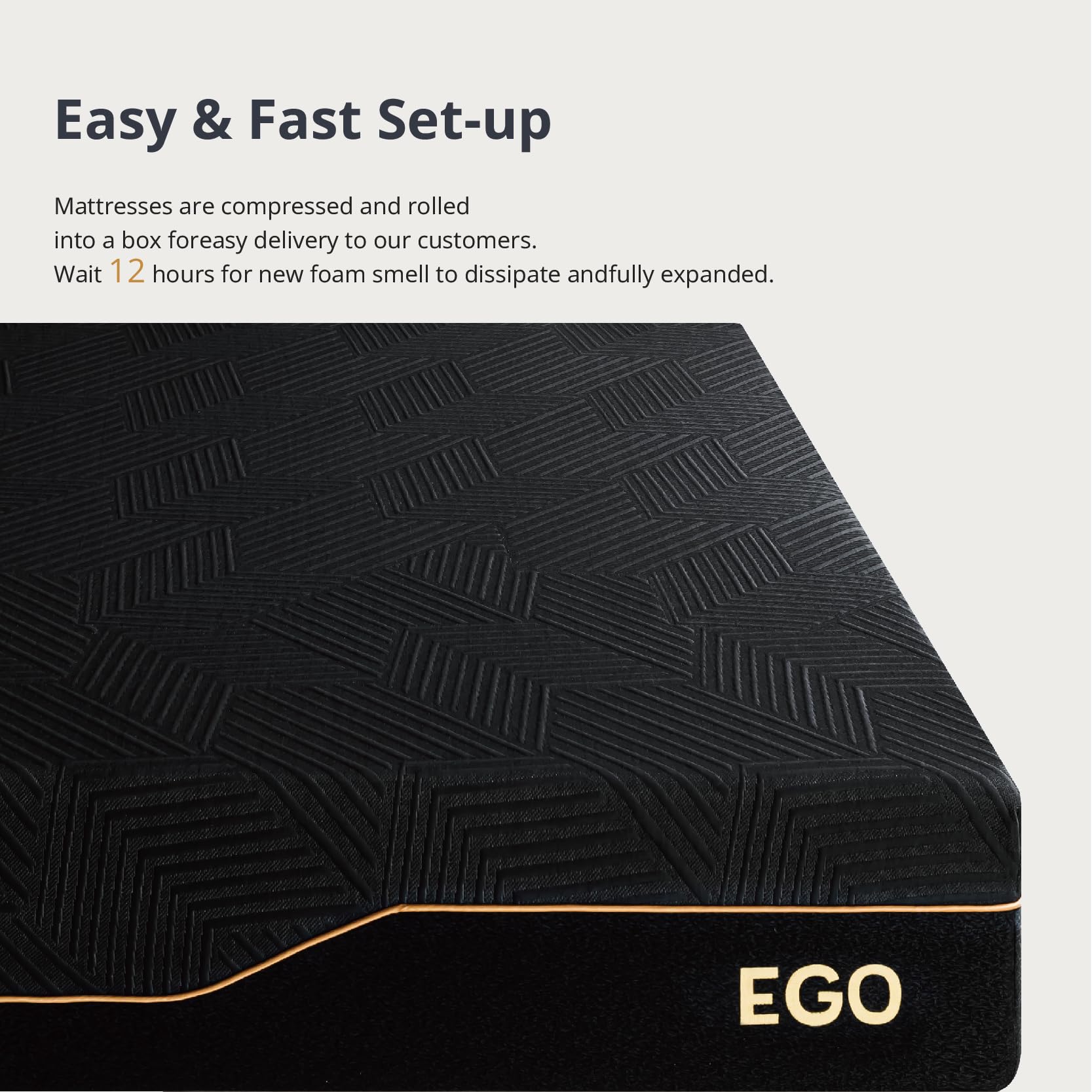 EGOHOME 14 Inch King Size Memory Foam Mattress for Back Pain, Cooling Copper Gel Bed in a Box, Foam Made in USA, CertiPUR - US Certified, Therapeutic Medium Firm, 76x80x14 Black - Martin Corner Bedding