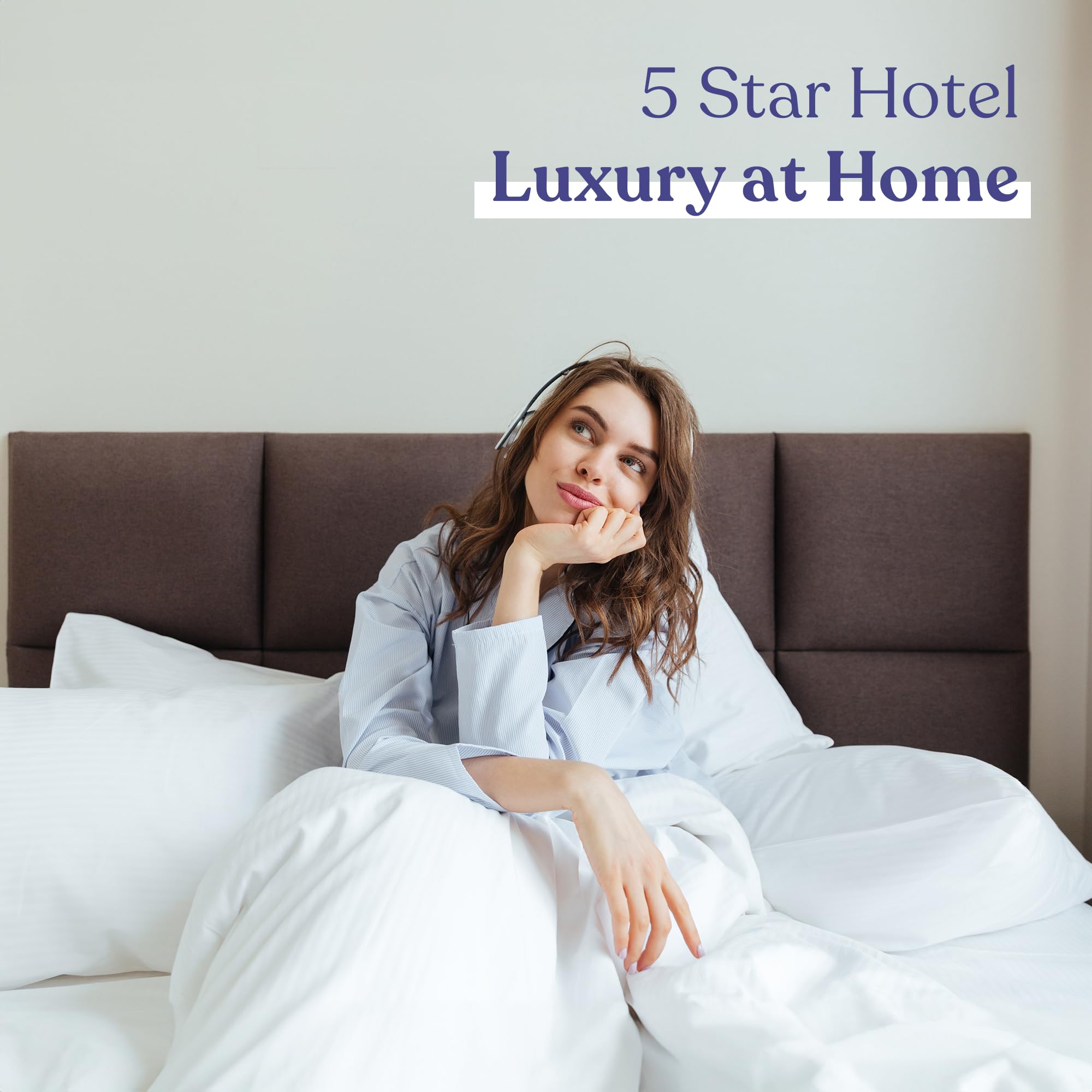 FluffCo Zen Fluff™ Down Standard/Queen Pillow with 600 Fill Power White Duck Down Stomach Sleeper Pillows - Luxury Hotel Quality 300 Thread Count - 100% Cotton Feather Pillows (Queen Size 1 Pack) - Martin Corner Bedding