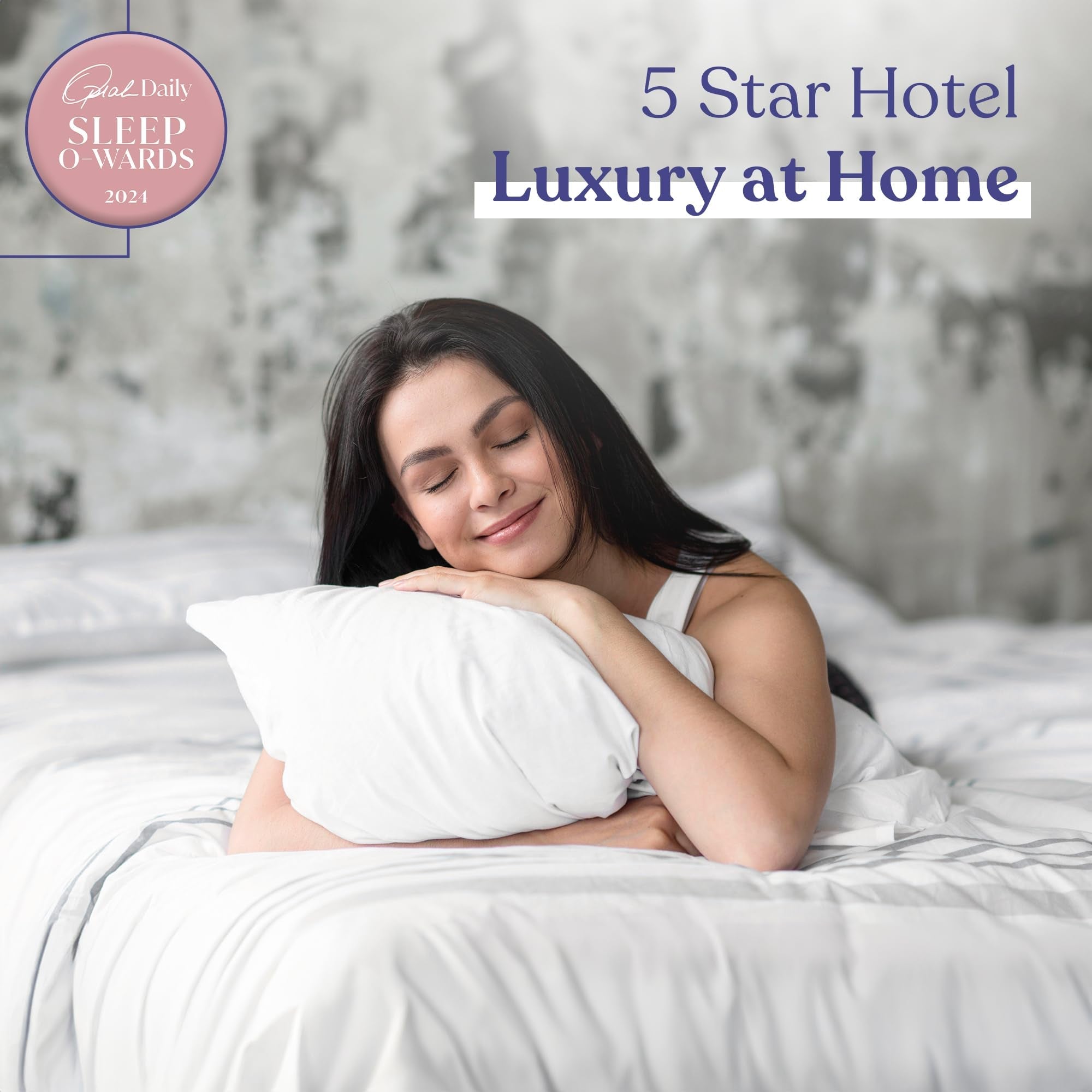 FluffCo Zen Fluff™ Down Standard/Queen Pillow with 600 Fill Power White Duck Down Stomach Sleeper Pillows - Luxury Hotel Quality 300 Thread Count - 100% Cotton Feather Pillows (Queen Size 1 Pack) - Martin Corner Bedding