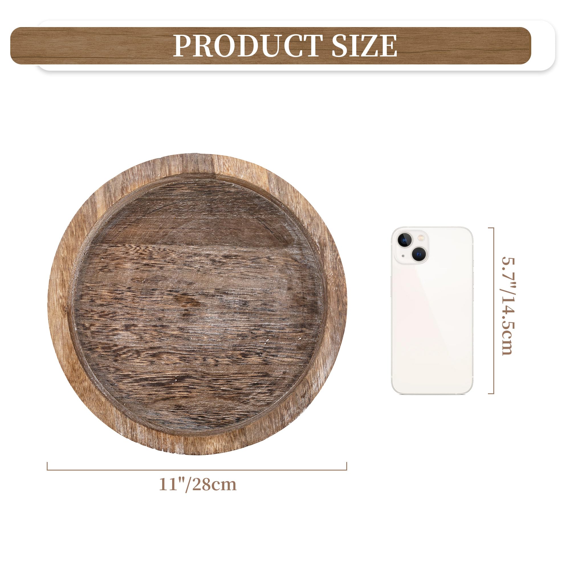 Hanobe Candle Plate Holder Tray: Round Wood Decorative Candle Plate Decor Farmhouse Table Centerpiece Rustic Wood Tealight Pillar Trays for Christmas Wedding Halloween Home Decor - Martin Corner Bedding