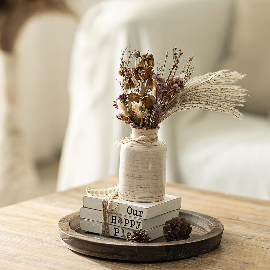 Hanobe Candle Plate Holder Tray: Round Wood Decorative Candle Plate Decor Farmhouse Table Centerpiece Rustic Wood Tealight Pillar Trays for Christmas Wedding Halloween Home Decor - Martin Corner Bedding