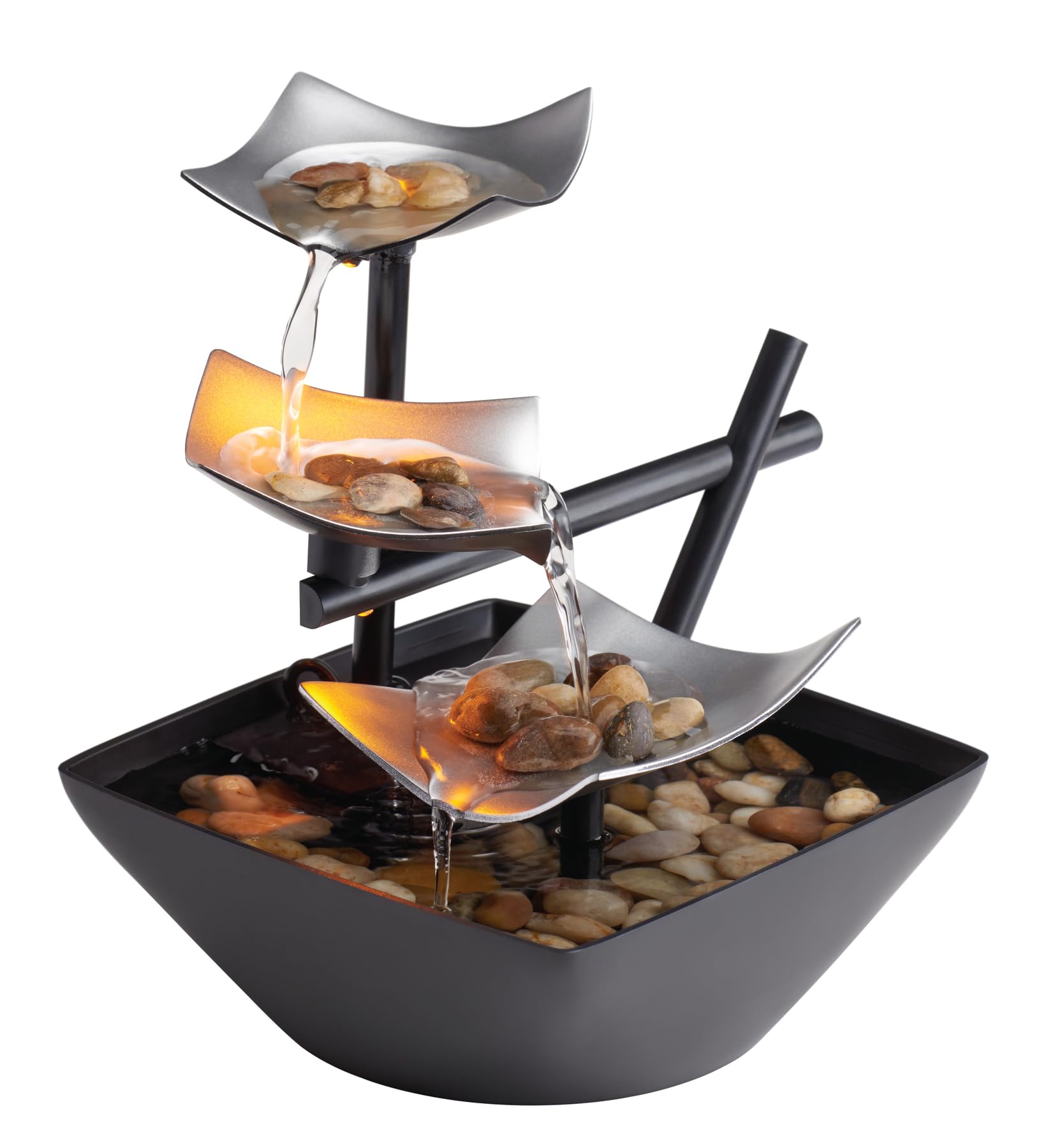 Homedics Tabletop Water Fountain, Home Décor Soothing Sound Machine - Automatic Pump, Deep Basin & Natural River Rocks. Indoor Zen Relaxation for Office, Living Room, or Bedroom, 8.25” Tall - Martin Corner Bedding