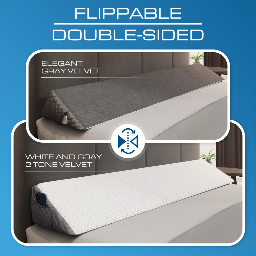 Kolbs King Size Bed Wedge Pillow for Headboard | Modern Stylish Pillow to Fill Gap Between Headboard and Mattress | Bed Gap Filler King - Martin Corner Bedding