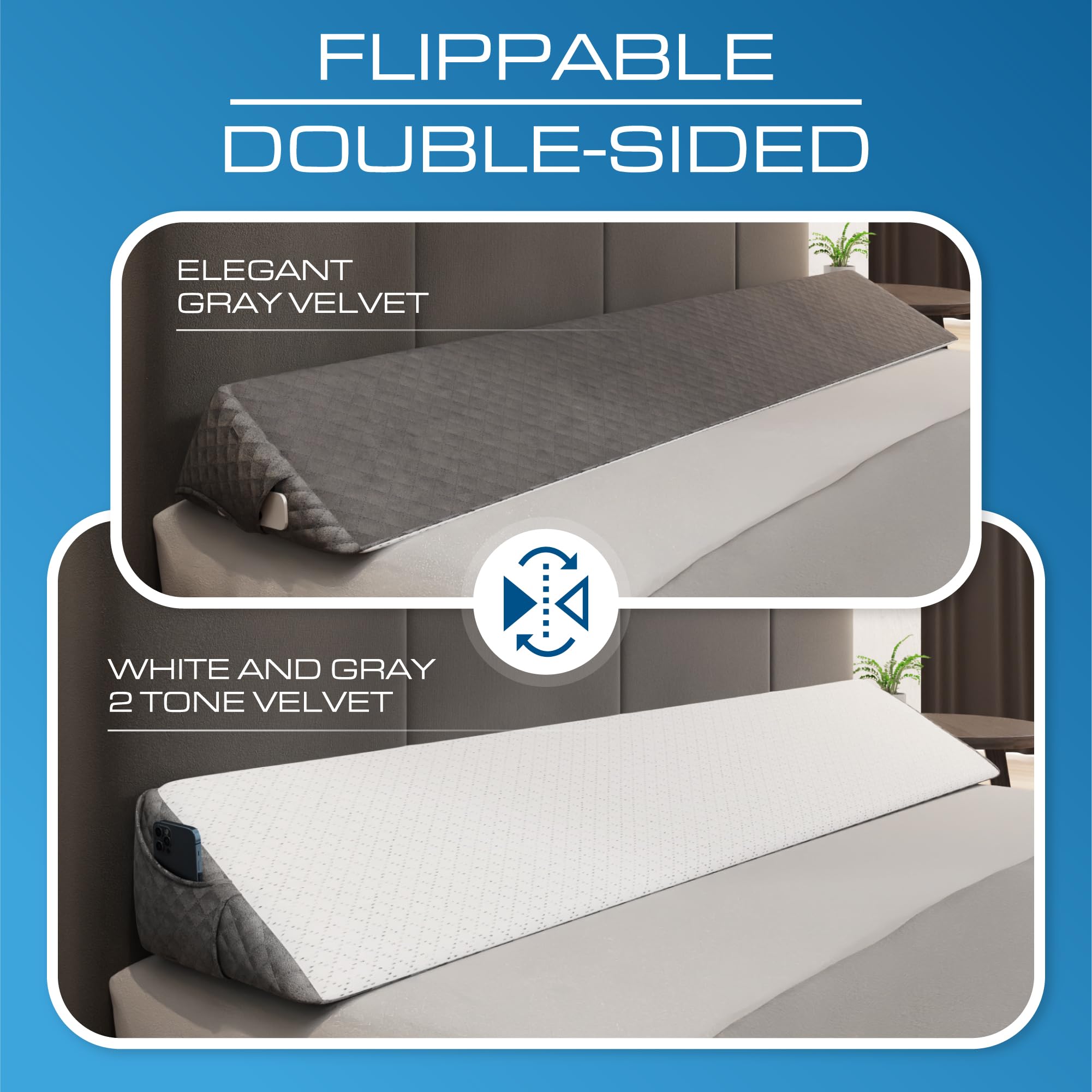 Kolbs King Size Bed Wedge Pillow for Headboard | Modern Stylish Pillow to Fill Gap Between Headboard and Mattress | Bed Gap Filler King - Martin Corner Bedding