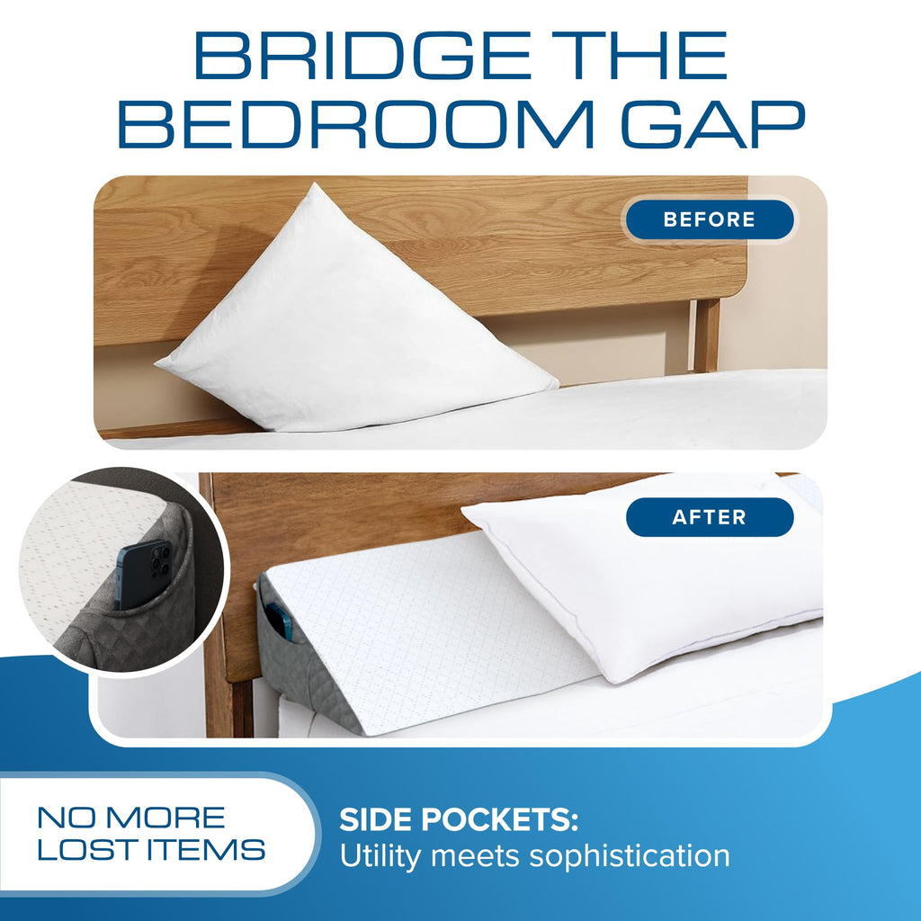 Kolbs King Size Bed Wedge Pillow for Headboard | Modern Stylish Pillow to Fill Gap Between Headboard and Mattress | Bed Gap Filler King - Martin Corner Bedding