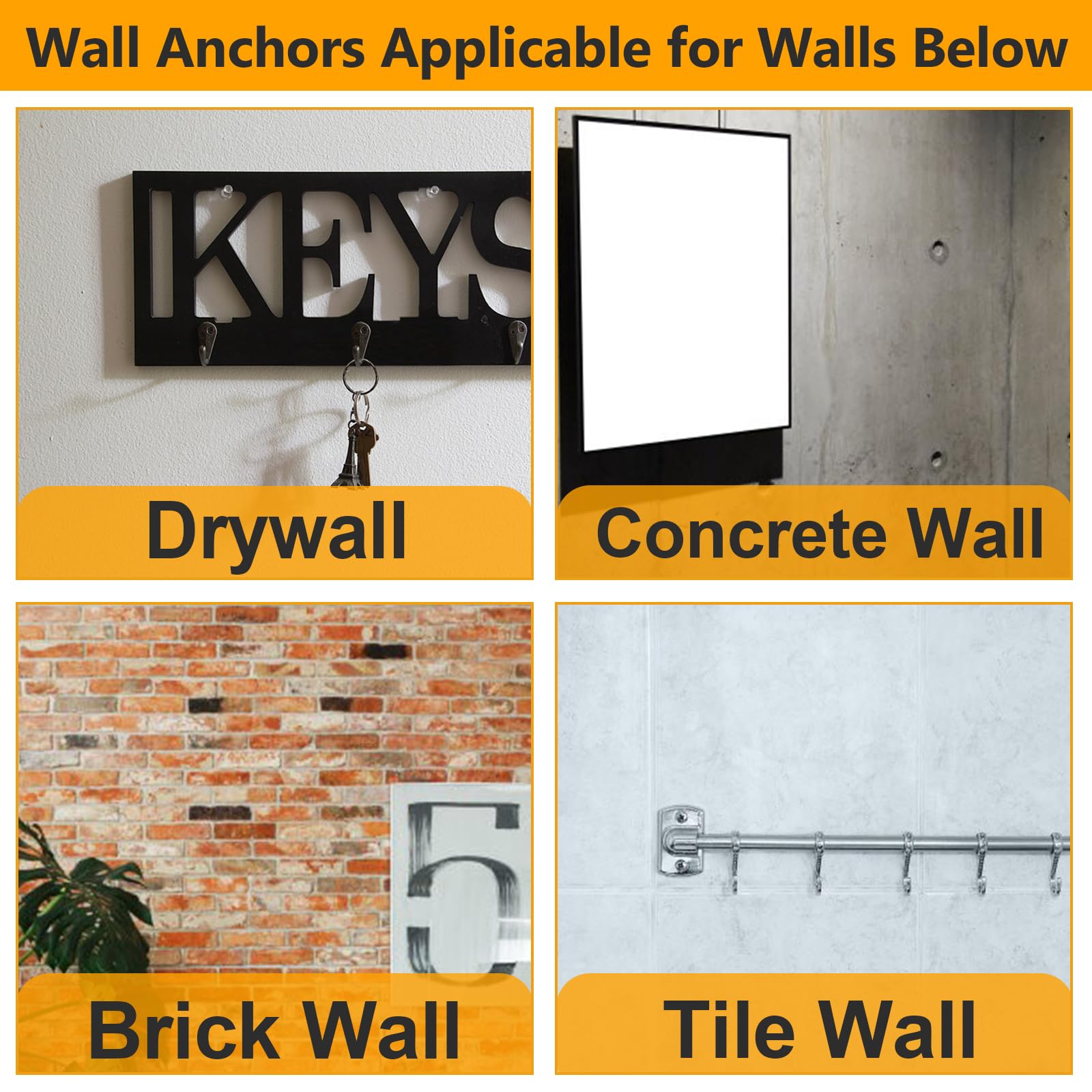 KURUI Drywall Anchors Assortment Kit for Sheetrock Concrete Brick, 350Pcs Wall Anchors and Flat Head Screws, 5 Sizes Picture Hanging Set for Bedroom/Office Wall Art Decor, House Warming Gifts New Home - Martin Corner Bedding