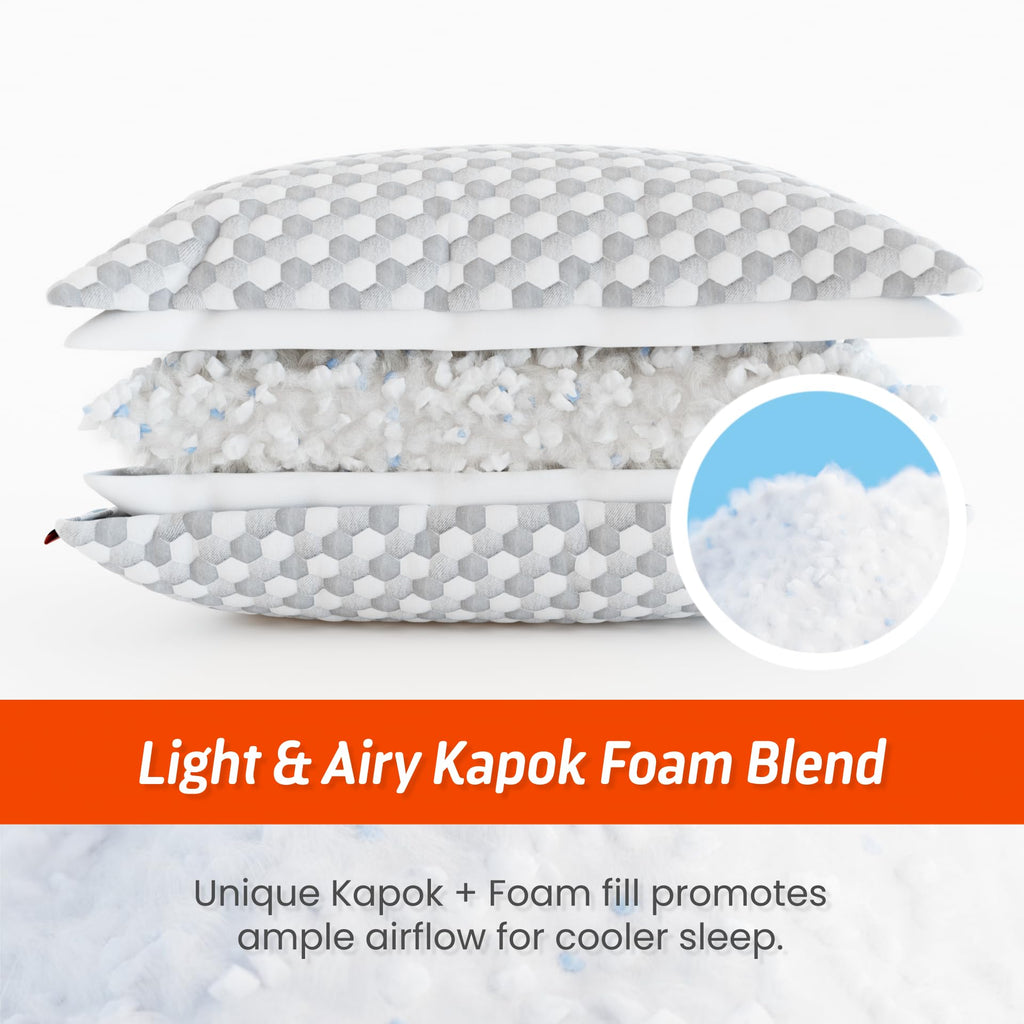Layla Sleep, Adjustable Fill Kapok Pillow, Luxurious Cooling Pillow, Queen (Single), Supportive for Head, Neck, Fully Adjustable, Natural Material That is Light and Airy. Sleep Better - Kapok Pillows - Martin Corner Bedding