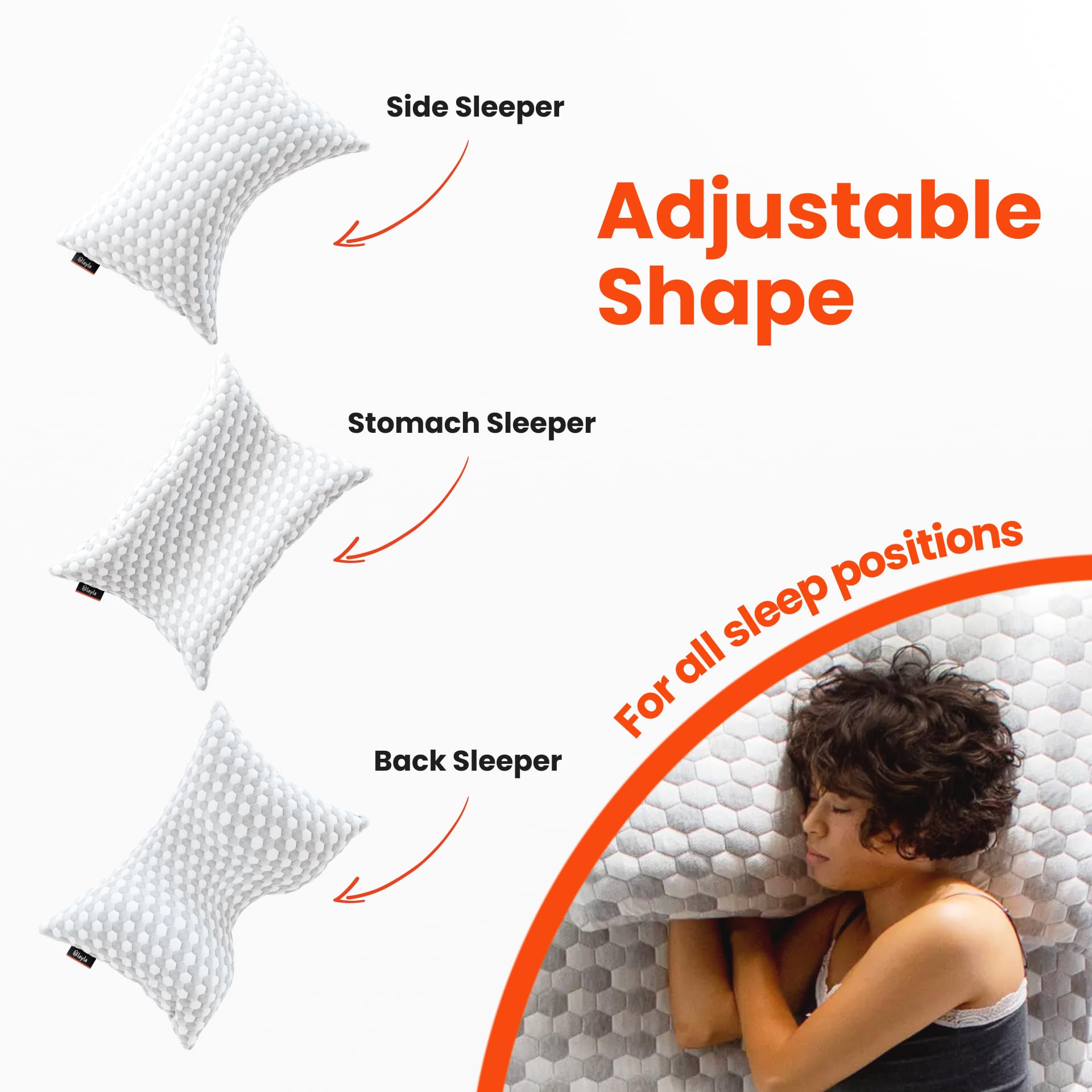 Layla Sleep, Adjustable Fill Kapok Pillow, Luxurious Cooling Pillow, Queen (Single), Supportive for Head, Neck, Fully Adjustable, Natural Material That is Light and Airy. Sleep Better - Kapok Pillows - Martin Corner Bedding