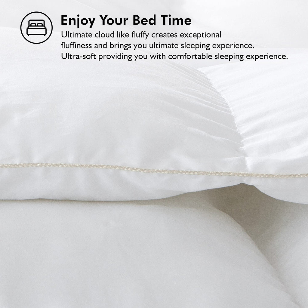 Luxurious Full Size Goose Down Fiber Waterfowl Feather Fiber Comforter Duvet, 100% Egyptian Cotton Cover, 45 oz. Fill Weight, Baffle Box Design, White Solid - Martin Corner Bedding