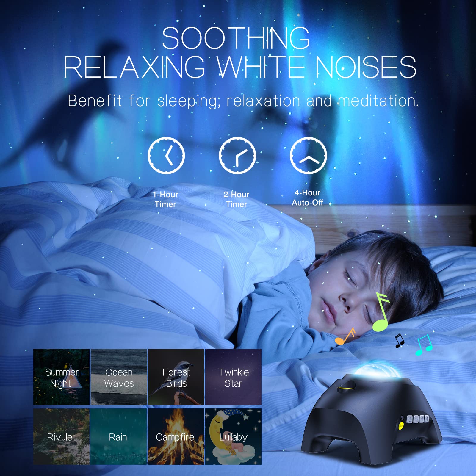 Northern Galaxy Light Aurora Projector with 33 Light Effects, LED Star Projector for Bedroom Nebula Lamp, Remote Control, White Noises, Bluetooth Speaker for Parties - Martin Corner Bedding