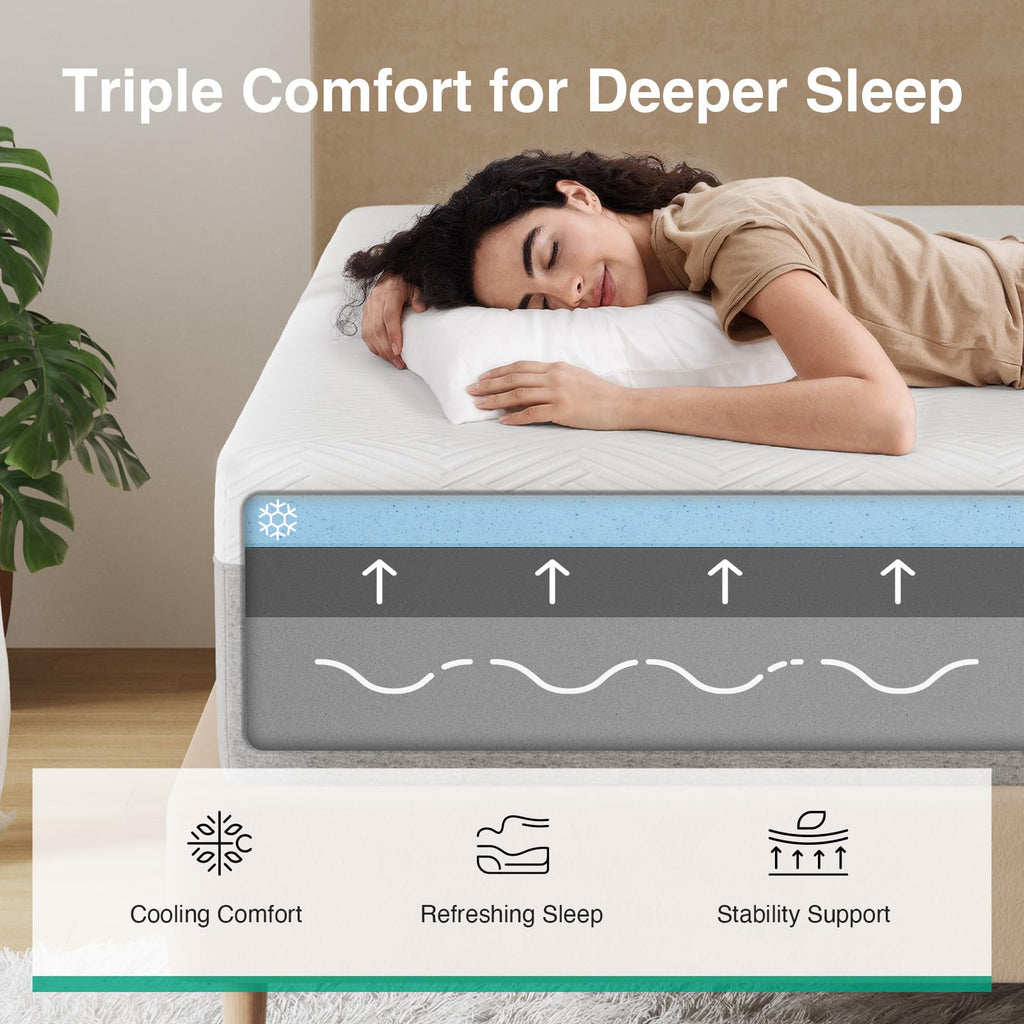 Novilla King Size Mattress, 12 Inch Gel Memory Foam King Mattress for Cool Night & Pressure Relief, Medium Plush Feel with Motion Isolating, Bliss - Martin Corner Bedding
