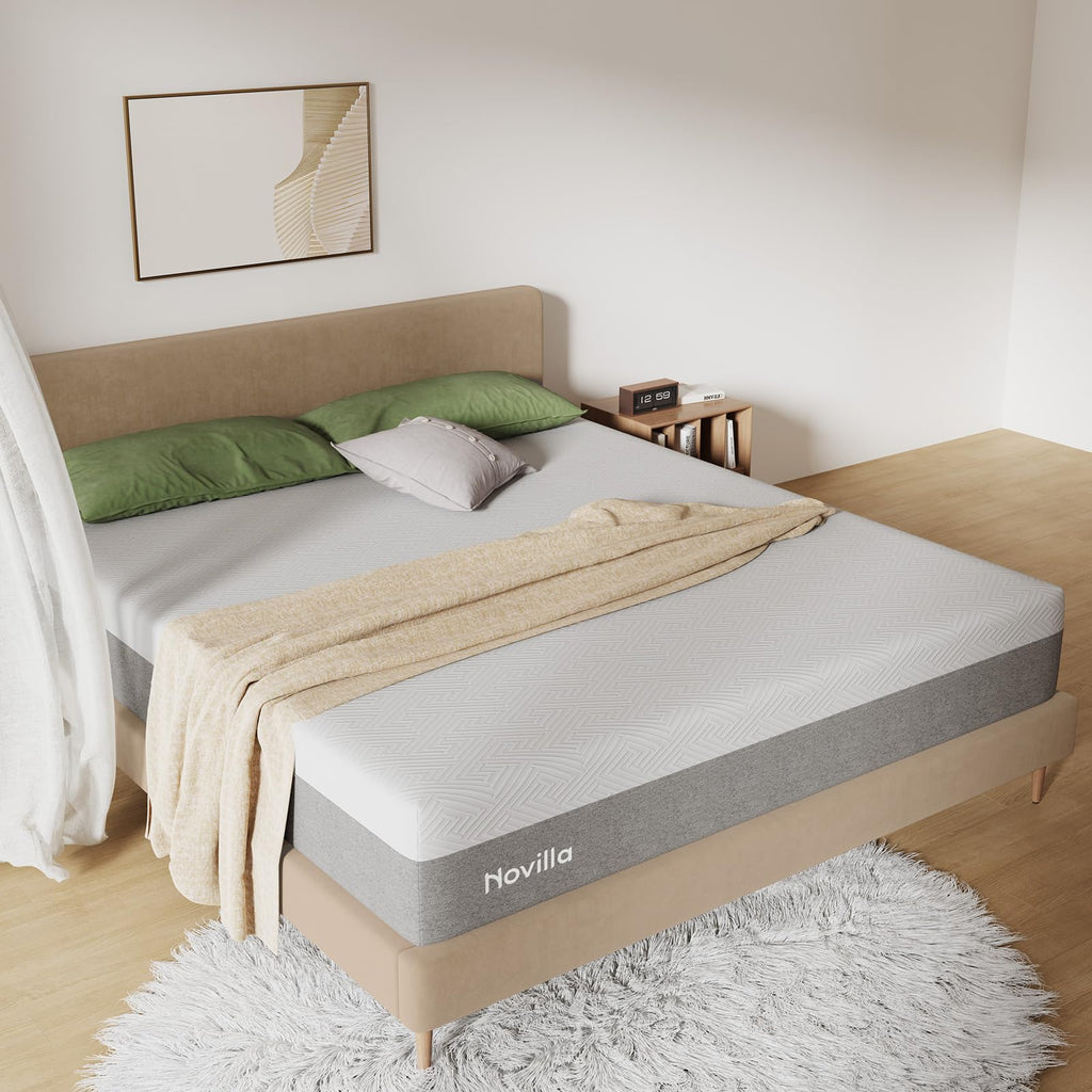 Novilla King Size Mattress, 12 Inch Gel Memory Foam King Mattress for Cool Night & Pressure Relief, Medium Plush Feel with Motion Isolating, Bliss - Martin Corner Bedding