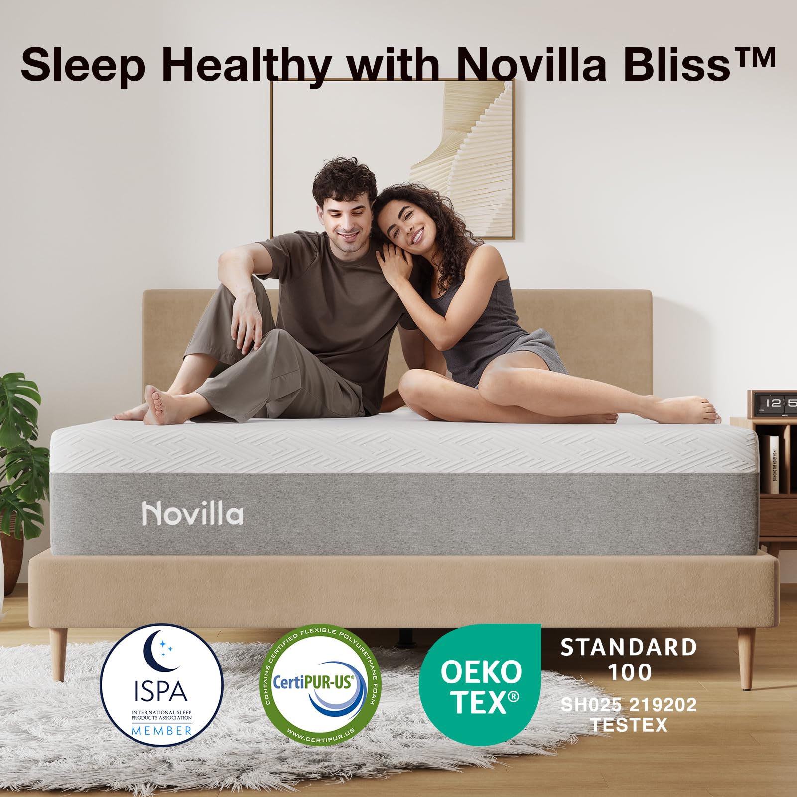 Novilla King Size Mattress, 12 Inch Gel Memory Foam King Mattress for Cool Night & Pressure Relief, Medium Plush Feel with Motion Isolating, Bliss - Martin Corner Bedding