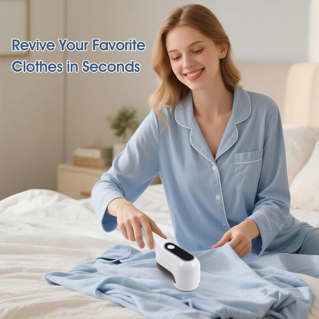 OKAKA Rechargeable Electric Fabric Shaver Lint Remover with LED Display, Sweater Shaver 2 - Speed to Remove Fuzz and Pill for Clothes, Furniture, Couch and Blanket(White) - Martin Corner Bedding