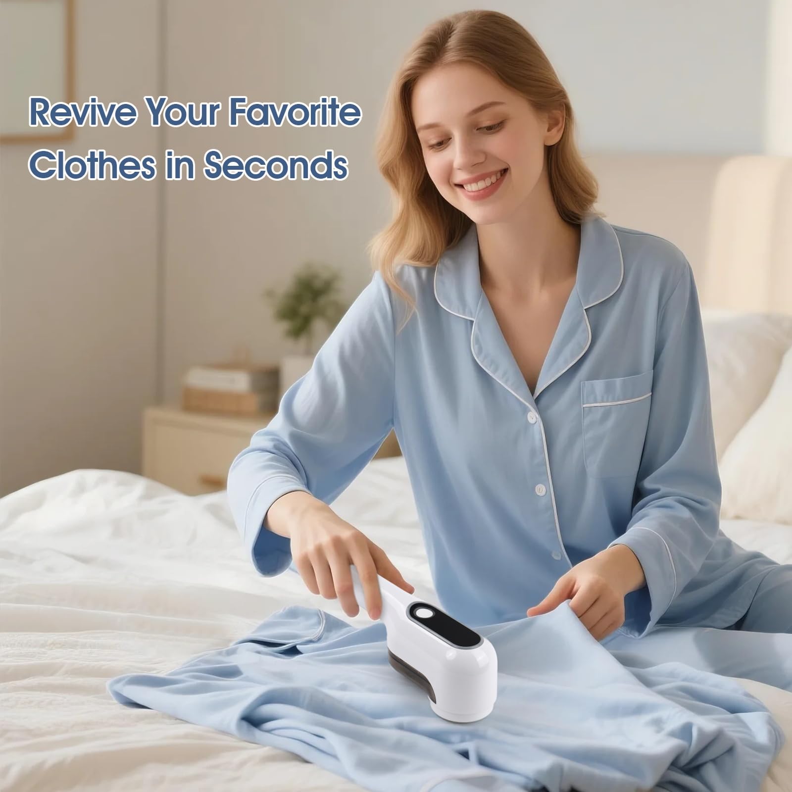 OKAKA Rechargeable Electric Fabric Shaver Lint Remover with LED Display, Sweater Shaver 2 - Speed to Remove Fuzz and Pill for Clothes, Furniture, Couch and Blanket(White) - Martin Corner Bedding