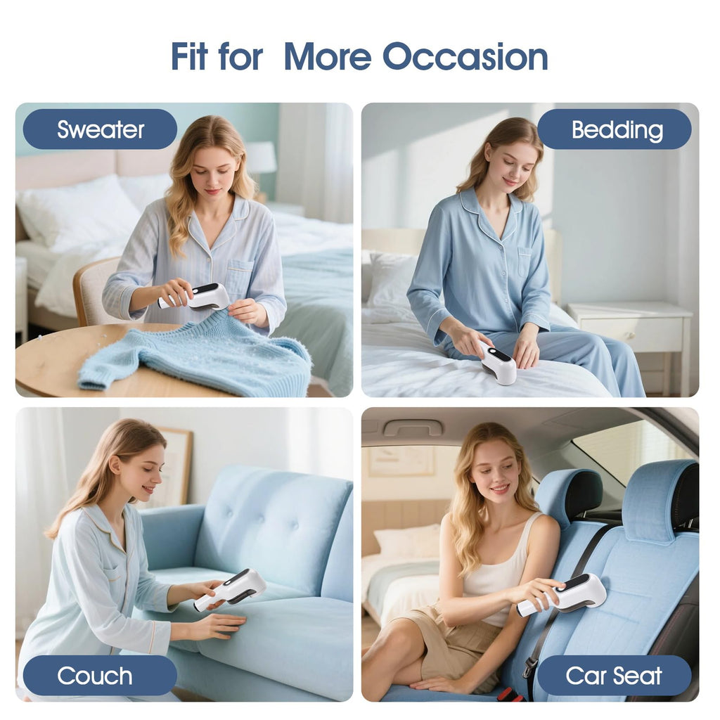 OKAKA Rechargeable Electric Fabric Shaver Lint Remover with LED Display, Sweater Shaver 2 - Speed to Remove Fuzz and Pill for Clothes, Furniture, Couch and Blanket(White) - Martin Corner Bedding