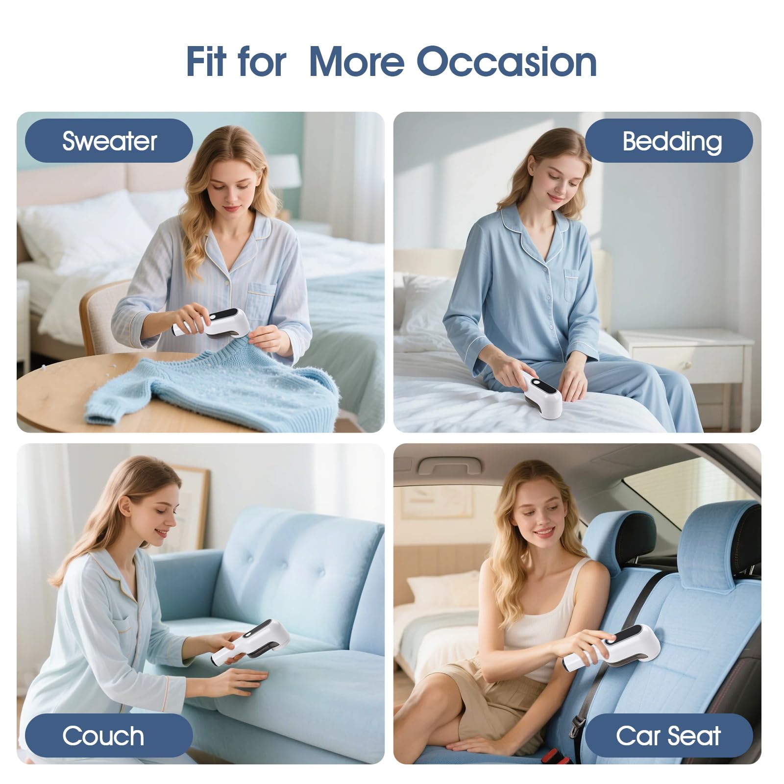 OKAKA Rechargeable Electric Fabric Shaver Lint Remover with LED Display, Sweater Shaver 2 - Speed to Remove Fuzz and Pill for Clothes, Furniture, Couch and Blanket(White) - Martin Corner Bedding
