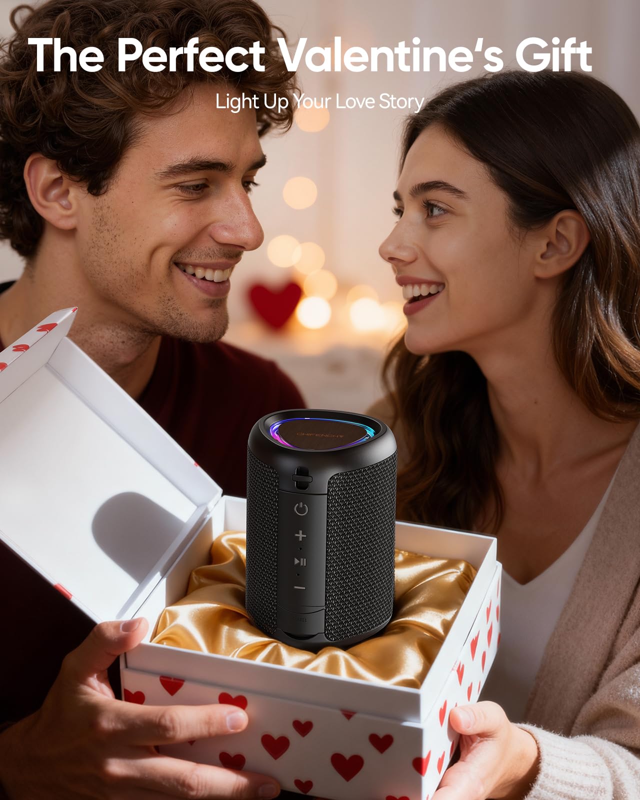 Portable Bluetooth Speaker Valentines Gifts For Him: Powerful Crystal Clear Sound/Romantic Light/IPX5 Waterproof/All Day Playtime/BT 5.3/TWS Paring,Small Wireless Speaker for Outdoor|Travel|Date Night - Martin Corner Bedding