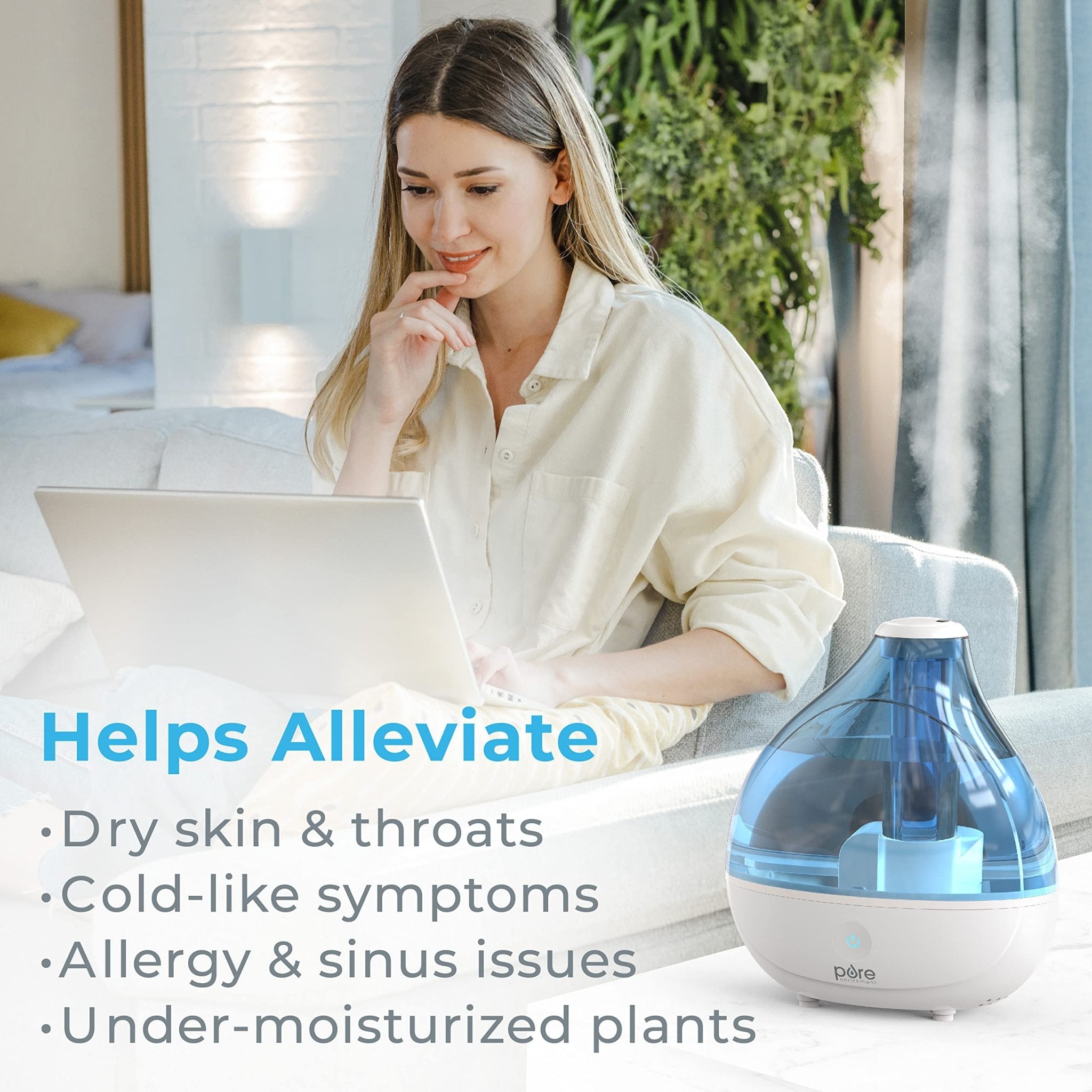 Pure Enrichment MistAire Ultrasonic Cool Mist Humidifier - Quiet Air Humidifier for Bedroom, Nursery, Office, & Indoor Plants - Lasts Up To 25 Hours - Martin Corner Bedding