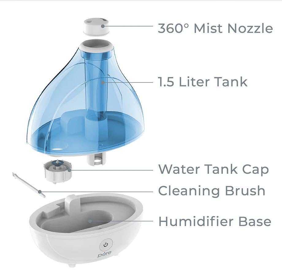 Pure Enrichment MistAire Ultrasonic Cool Mist Humidifier - Quiet Air Humidifier for Bedroom, Nursery, Office, & Indoor Plants - Lasts Up To 25 Hours - Martin Corner Bedding