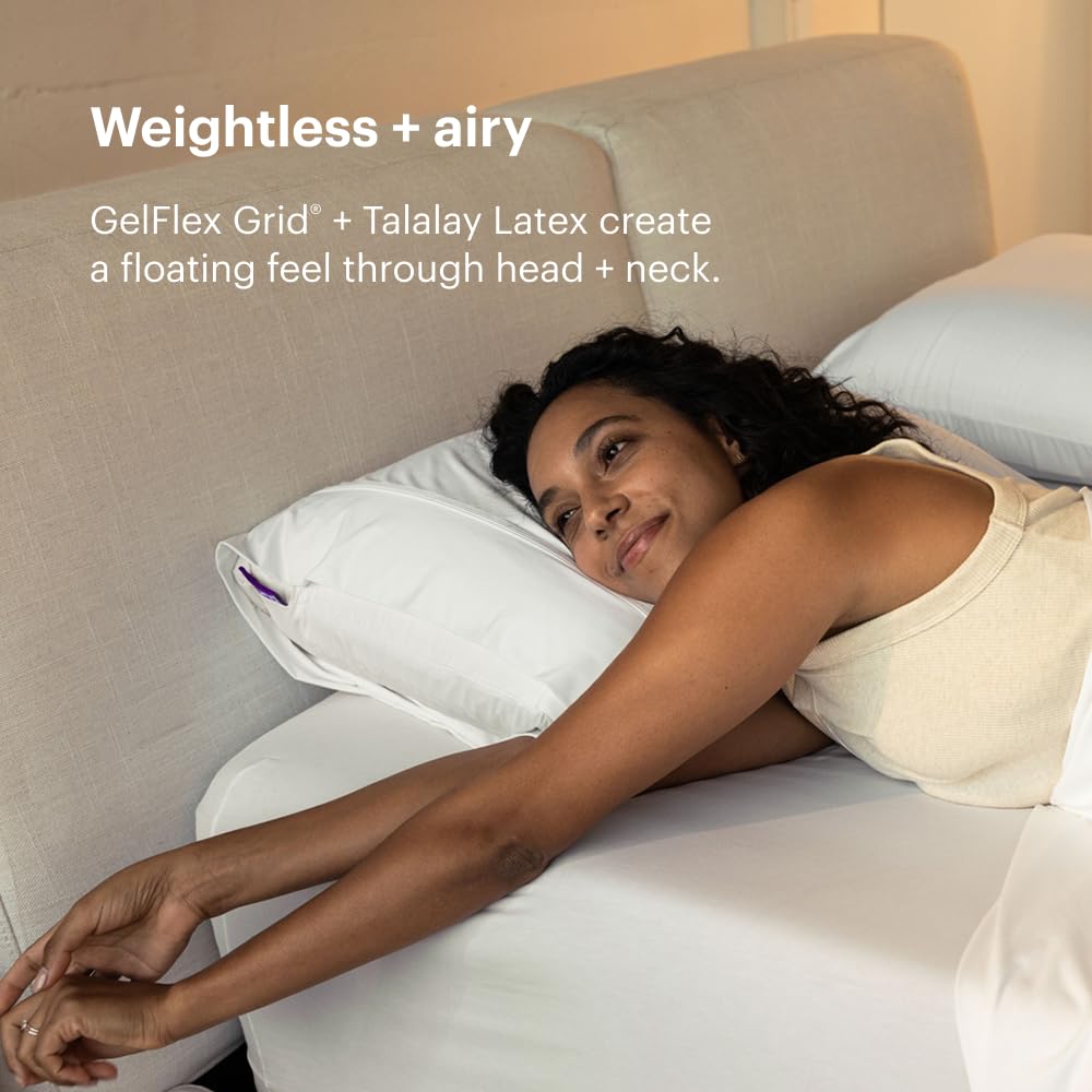 Purple Harmony Pillow - Standard Tall, Greatest Pillow Ever Invented, 360º Hex Grid & Talalay Latex Core - No Pressure Support, Stays Cool, Luxurious Comfort - Martin Corner Bedding