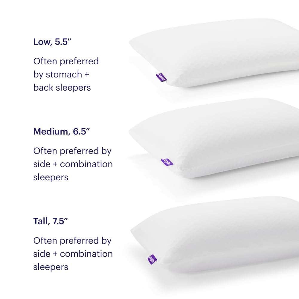 Purple Harmony Pillow - Standard Tall, Greatest Pillow Ever Invented, 360º Hex Grid & Talalay Latex Core - No Pressure Support, Stays Cool, Luxurious Comfort - Martin Corner Bedding