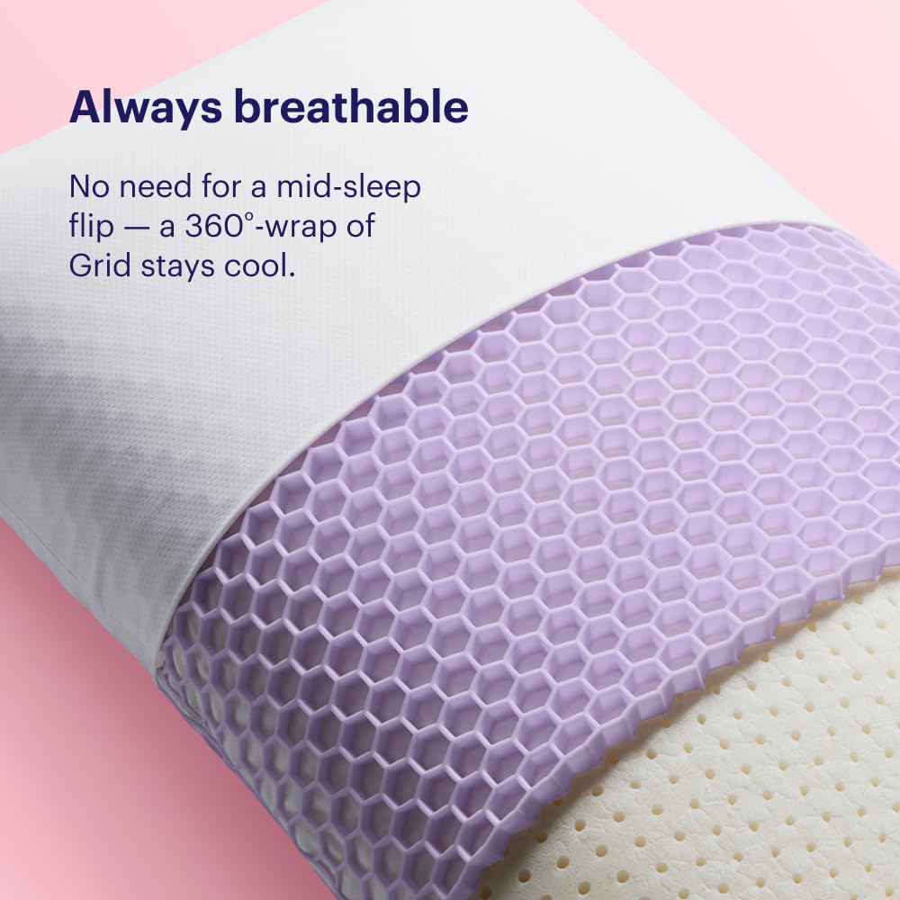 Purple Harmony Pillow - Standard Tall, Greatest Pillow Ever Invented, 360º Hex Grid & Talalay Latex Core - No Pressure Support, Stays Cool, Luxurious Comfort - Martin Corner Bedding