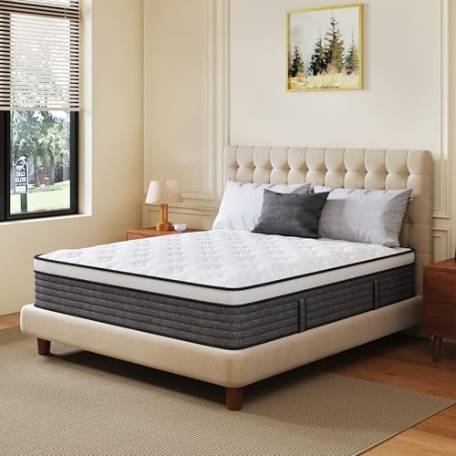 Queen Mattress, 12 Inch Queen Size Hybrid Mattresses in a Box, Medium Feel Foam and Individual Pocket Springs, Fiberglass Free Bed Mattress, Extra Edge Support, Pressure Relief, CertiPUR - US - Martin Corner Bedding