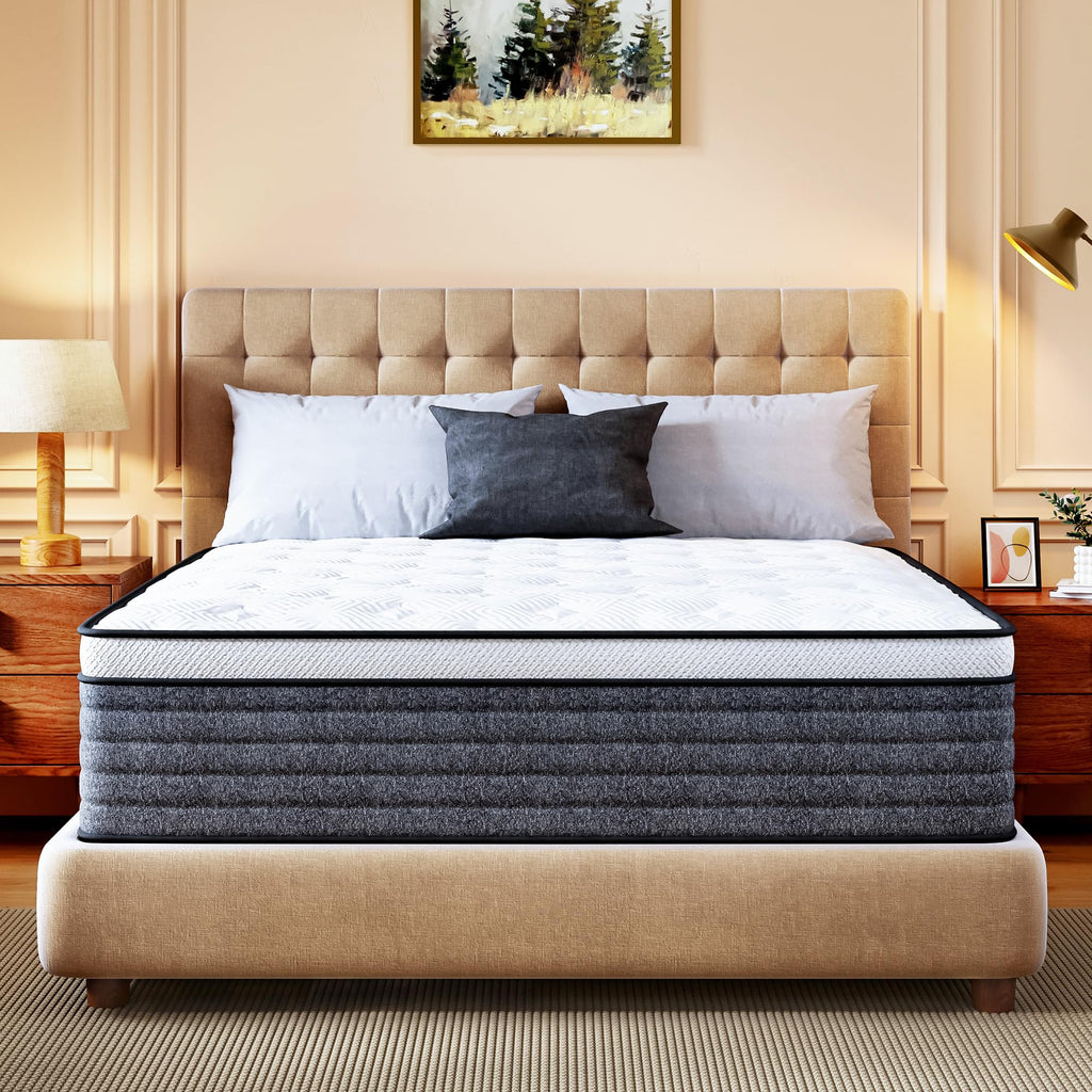 Queen Mattress, 12 Inch Queen Size Hybrid Mattresses in a Box, Medium Feel Foam and Individual Pocket Springs, Fiberglass Free Bed Mattress, Extra Edge Support, Pressure Relief, CertiPUR - US - Martin Corner Bedding