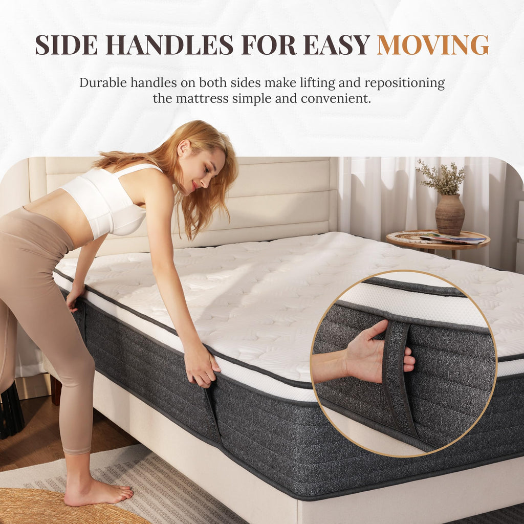 Queen Mattress, 12 Inch Queen Size Hybrid Mattresses in a Box, Medium Feel Foam and Individual Pocket Springs, Fiberglass Free Bed Mattress, Extra Edge Support, Pressure Relief, CertiPUR - US - Martin Corner Bedding
